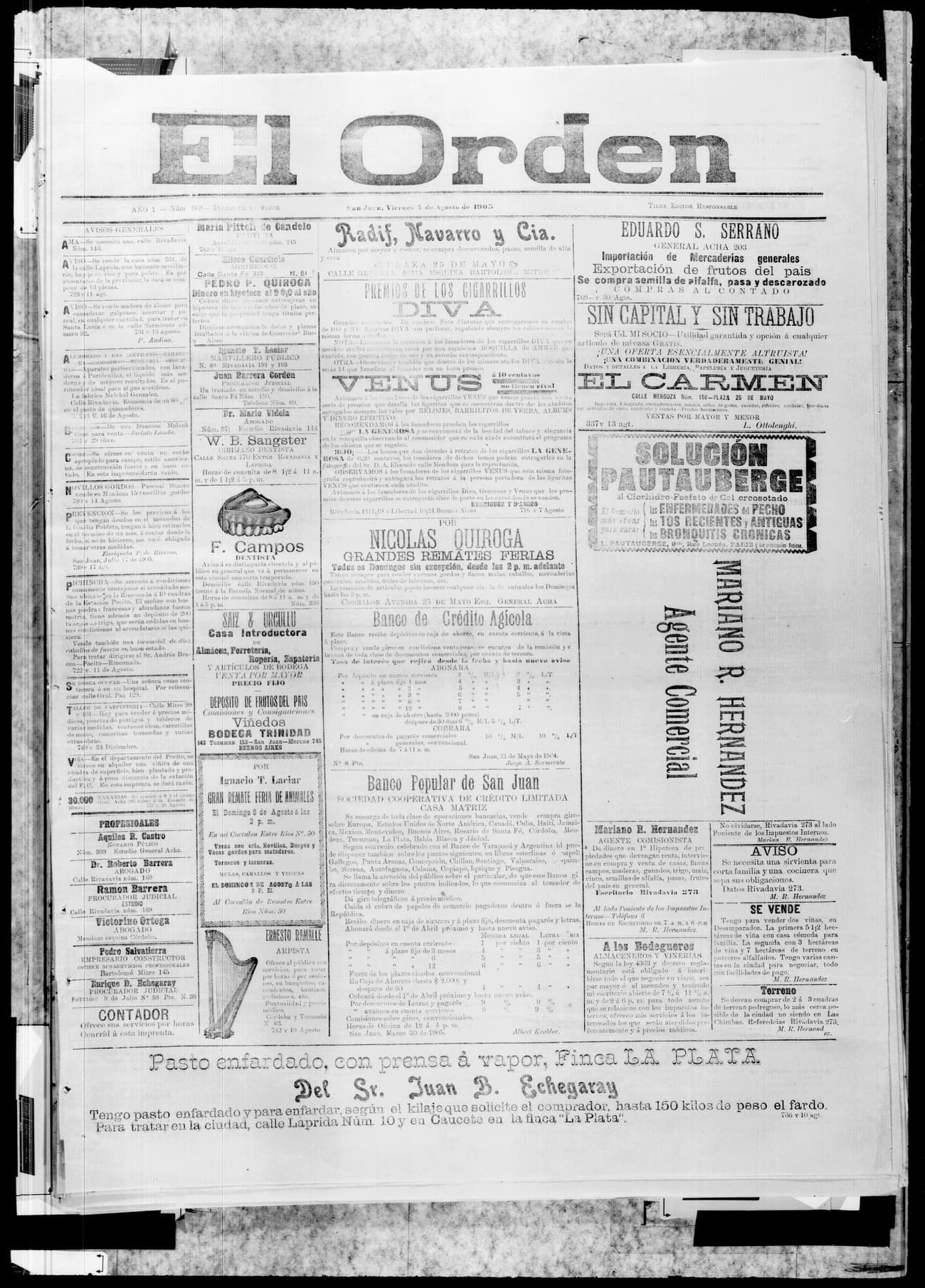 Portada · 4 de Agosto de 1905