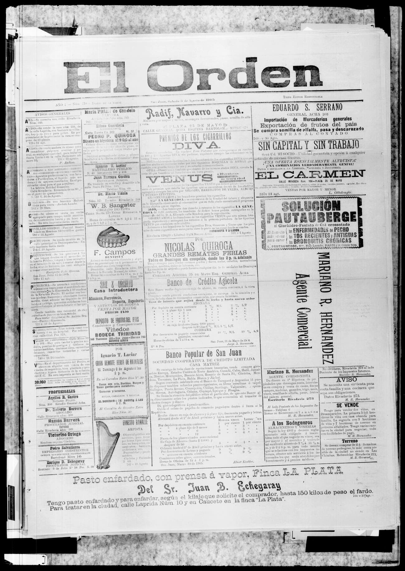 Portada · 5 de Agosto de 1905