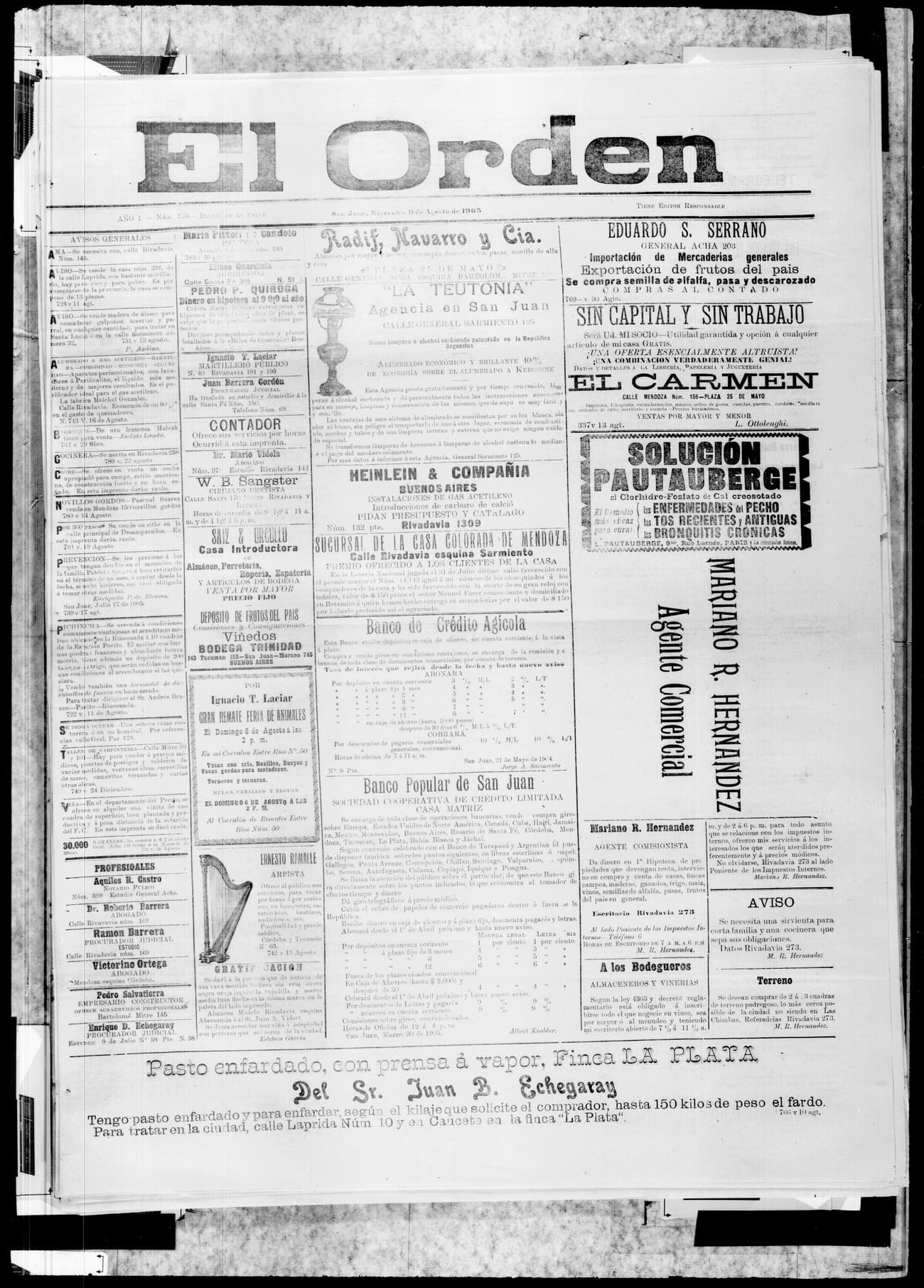 Portada · 9 de Agosto de 1905