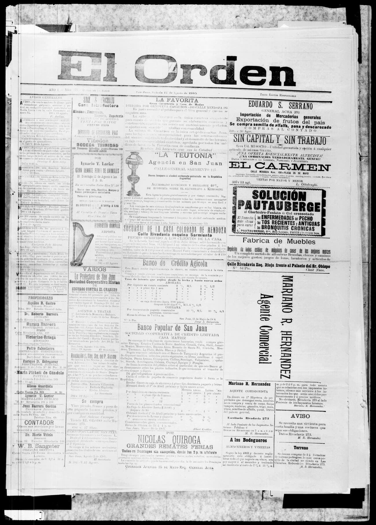 Portada · 12 de Agosto de 1905