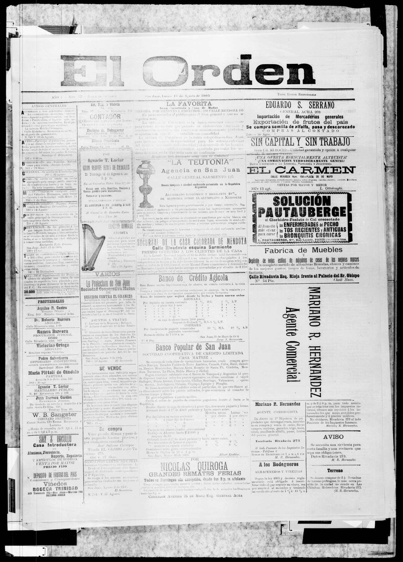 Portada · 14 de Agosto de 1905