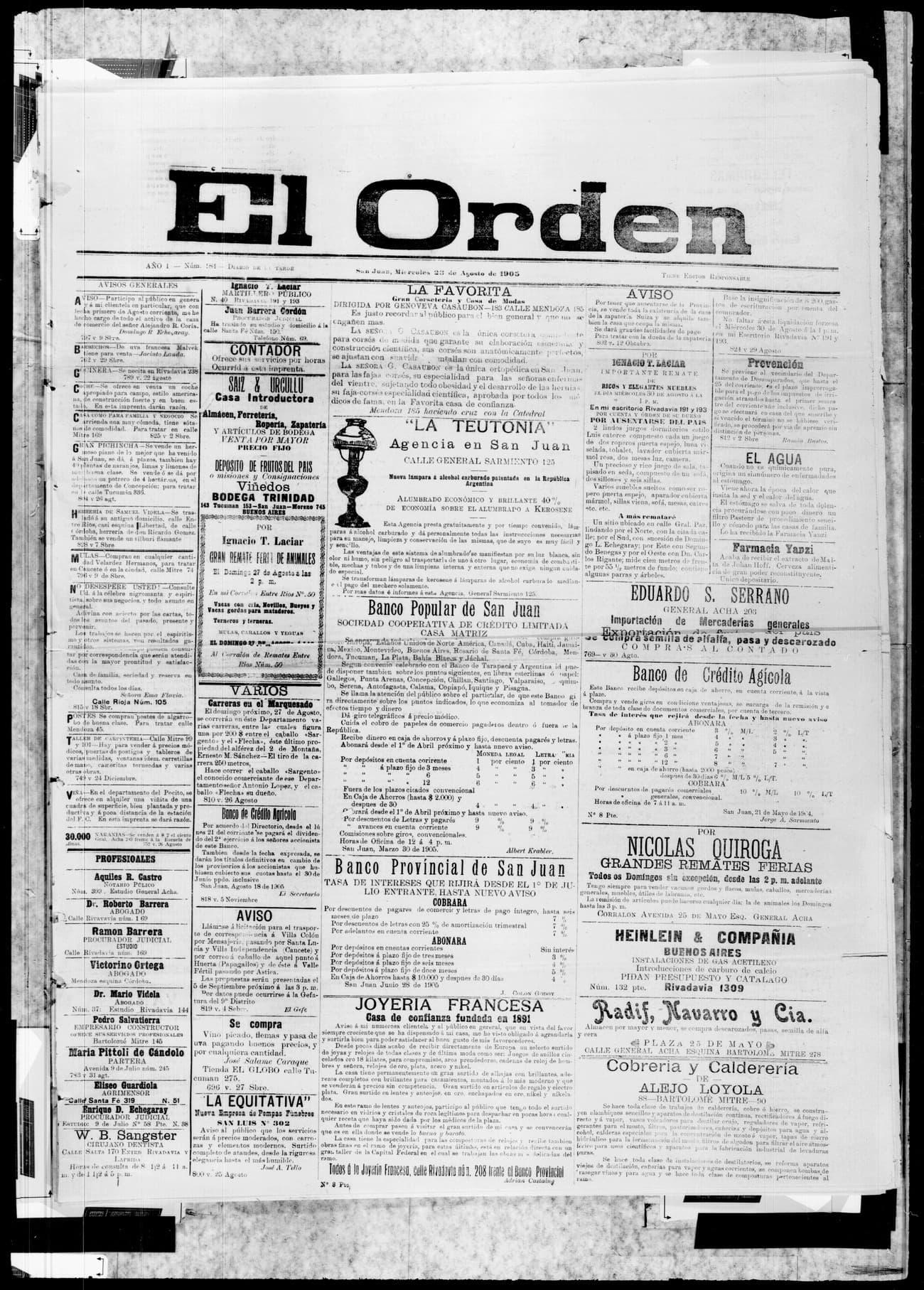 Portada · 23 de Agosto de 1905