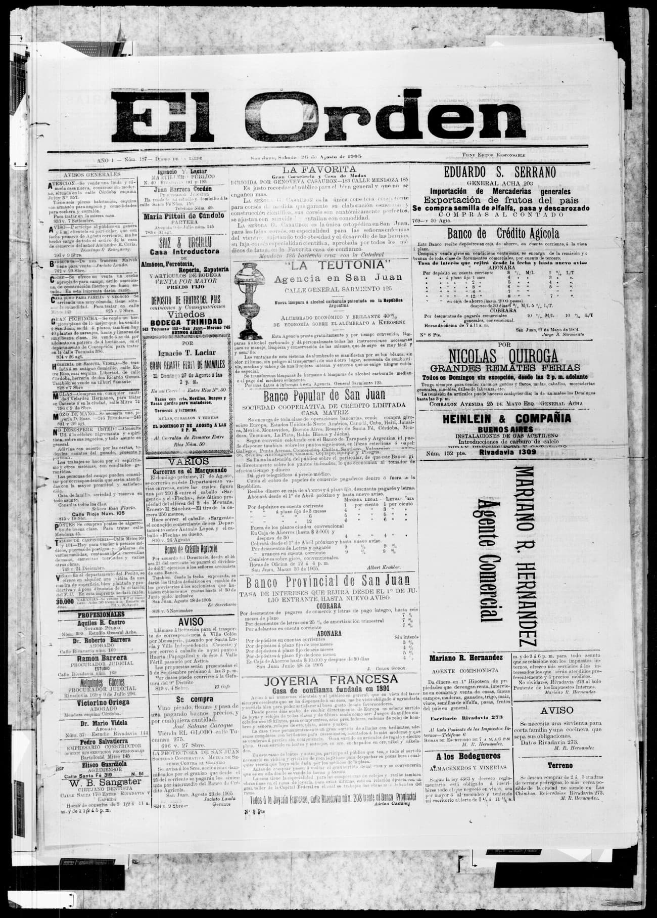 Portada · 26 de Agosto de 1905