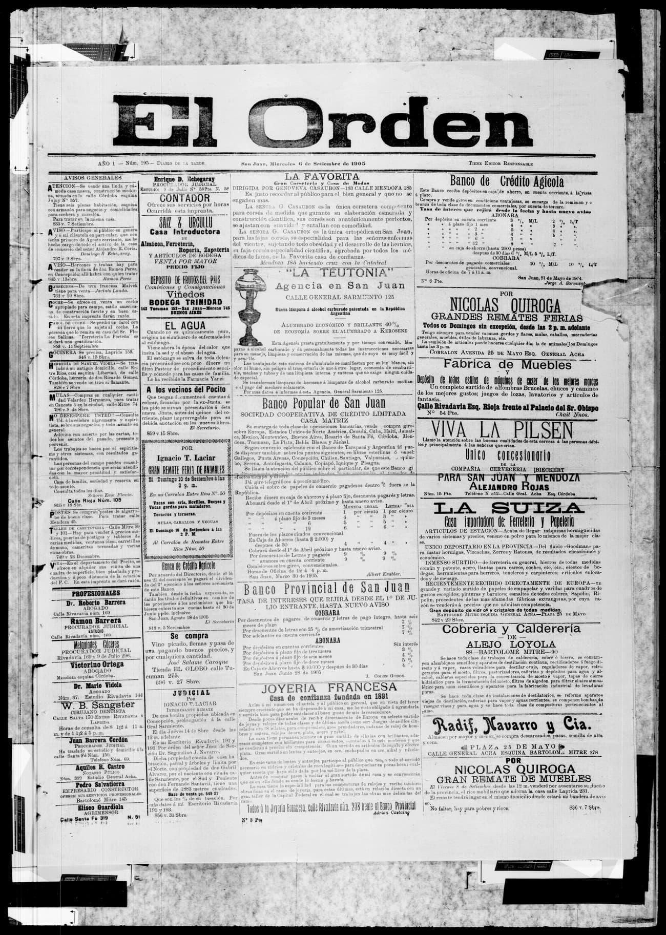 Portada · 6 de Septiembre de 1905