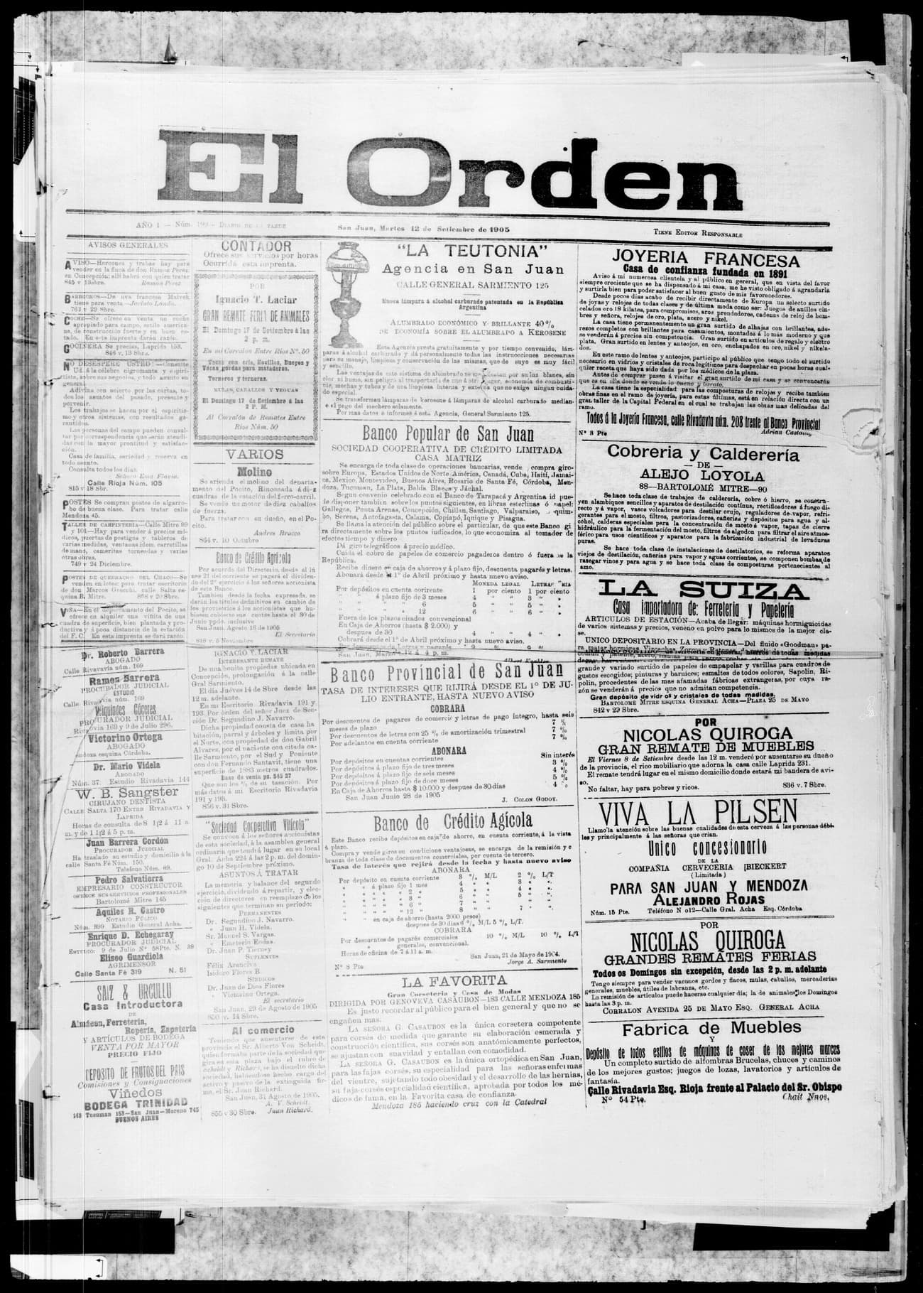 Portada · 12 de Septiembre de 1905