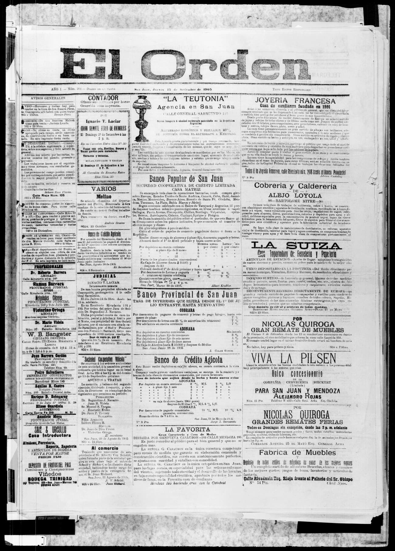 Portada · 14 de Septiembre de 1905