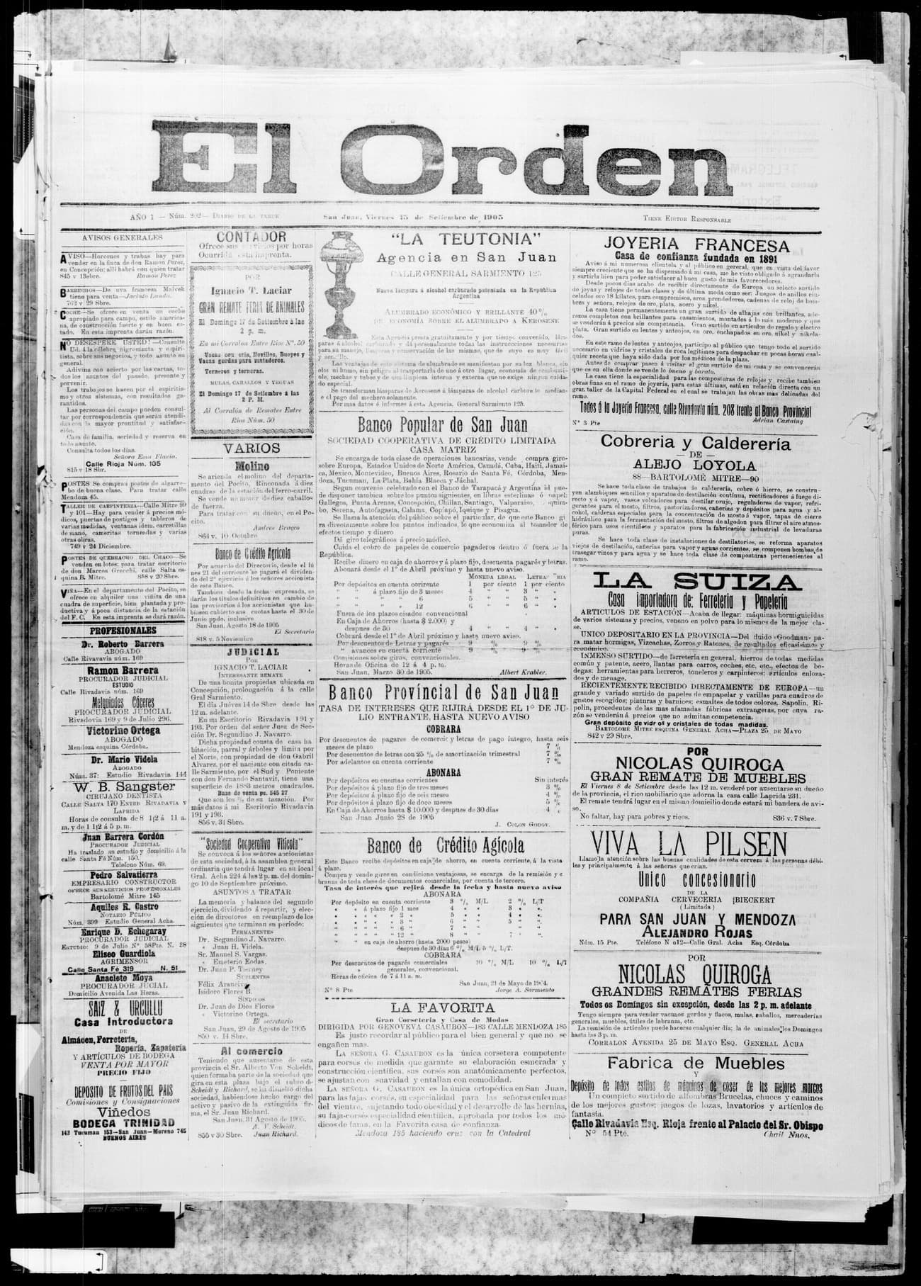 Portada · 15 de Septiembre de 1905
