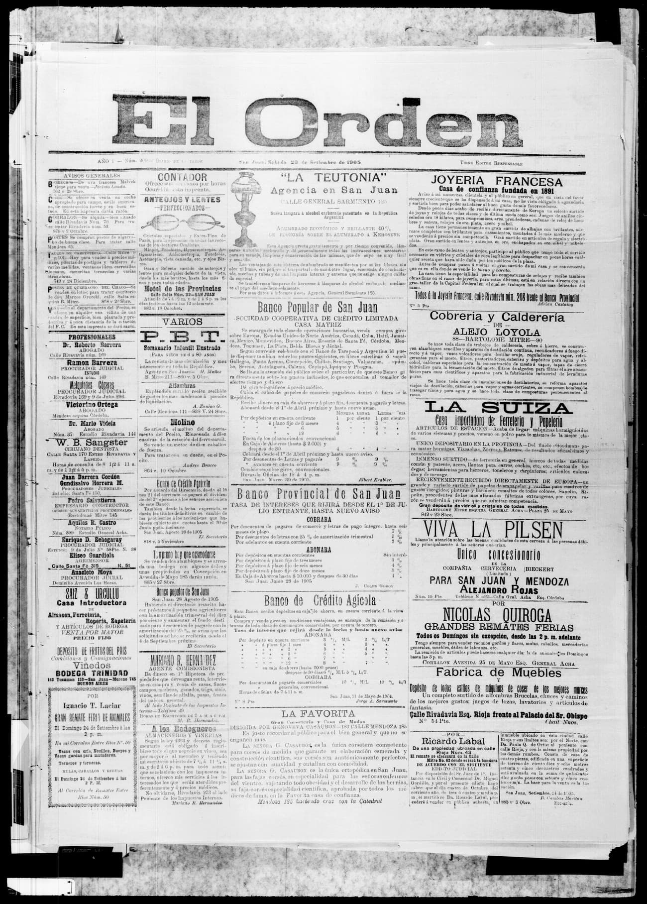 Portada · 23 de Septiembre de 1905