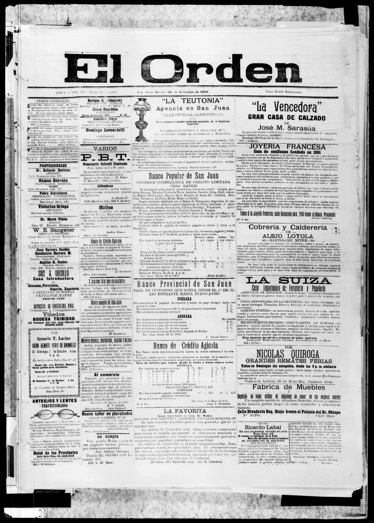 Portada · 26 de Septiembre de 1905