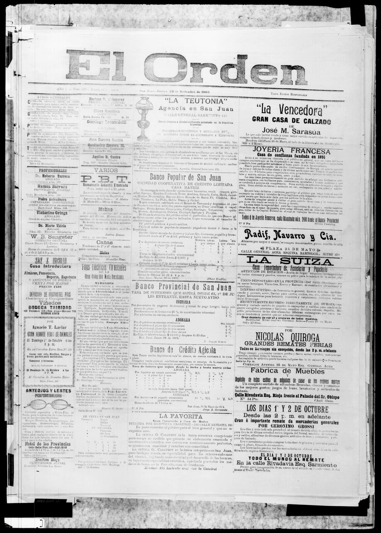 Portada · 28 de Septiembre de 1905