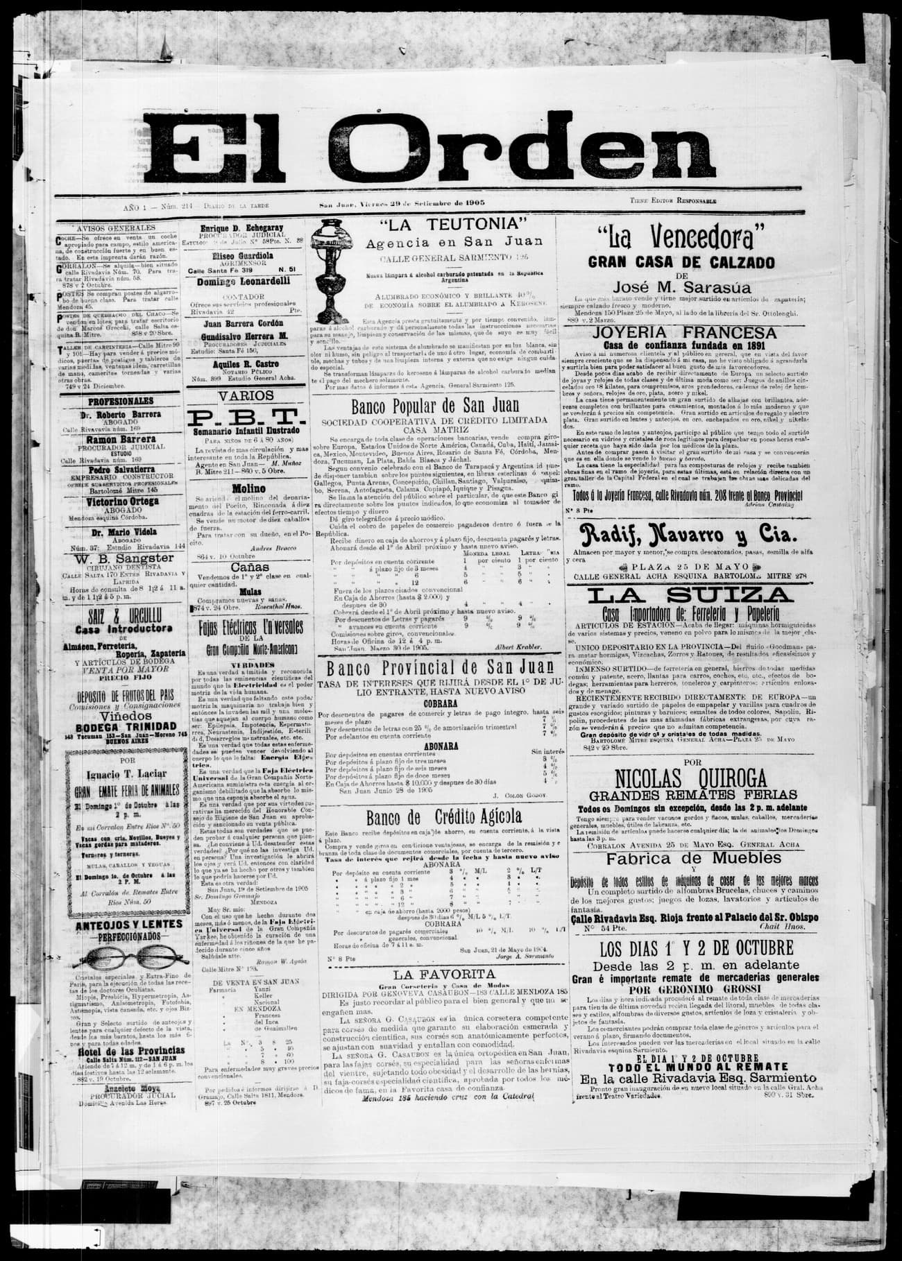 Portada · 29 de Septiembre de 1905