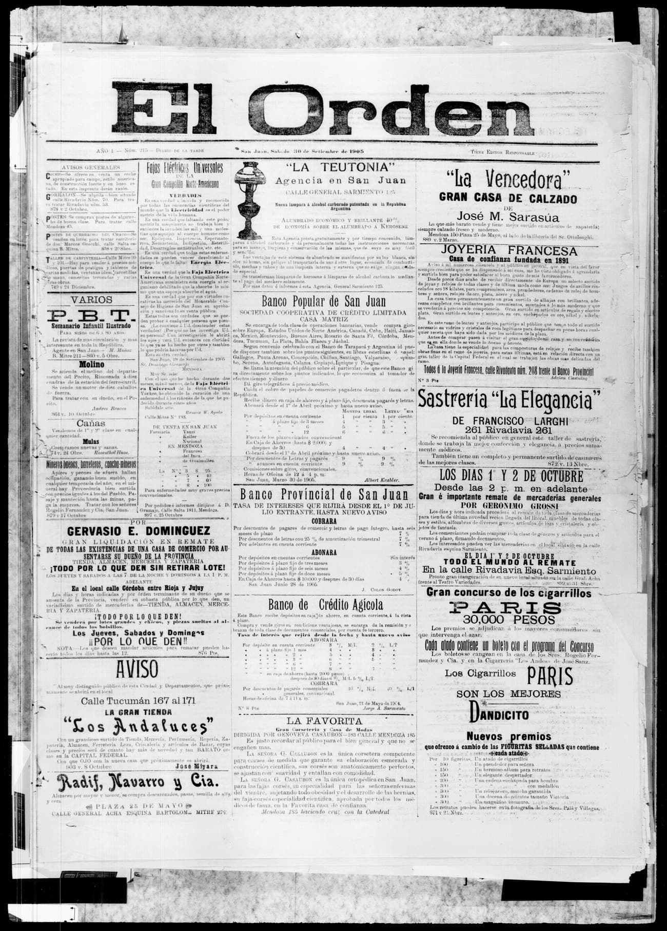 Portada · 30 de Septiembre de 1905
