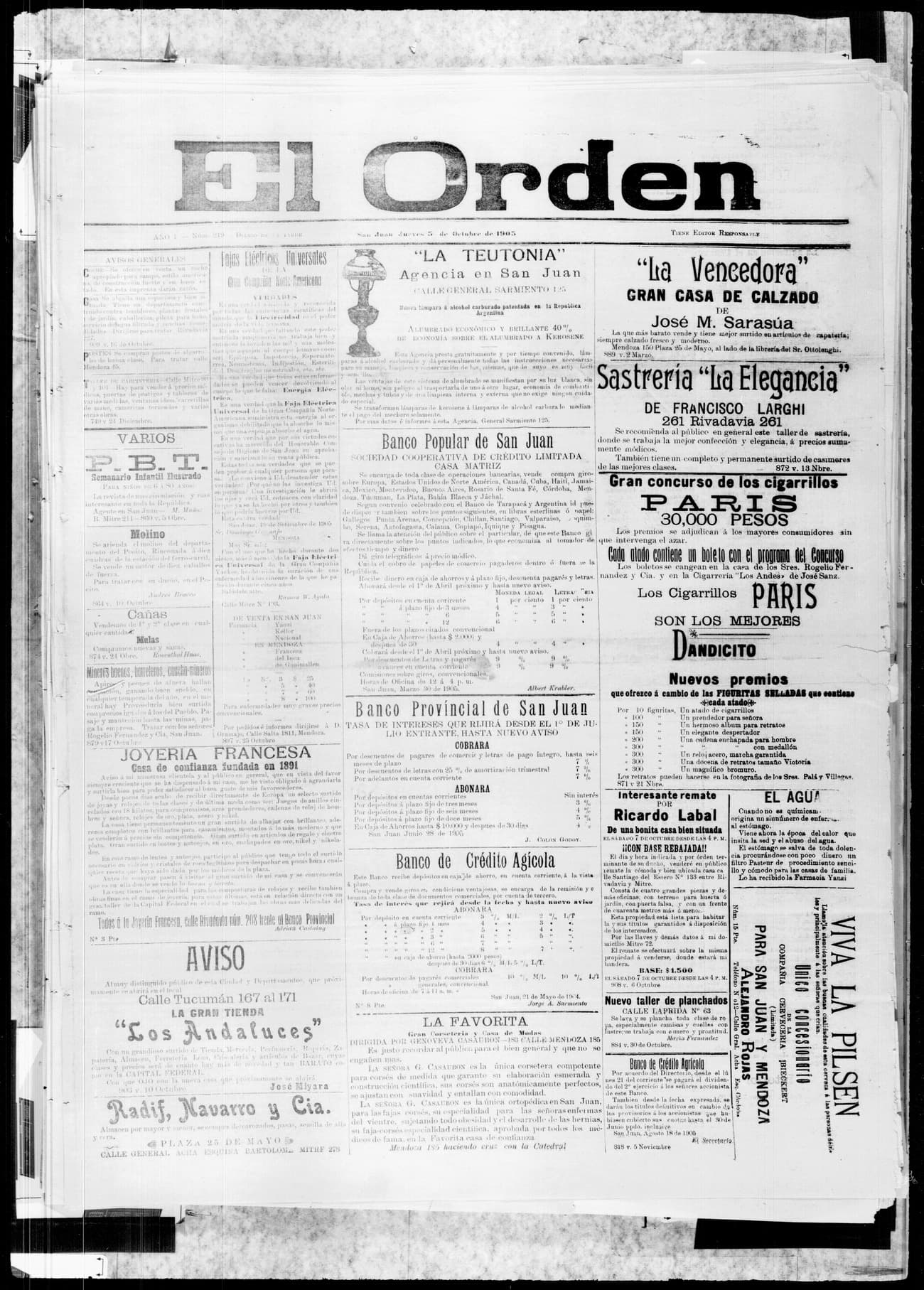 Portada · 5 de Octubre de 1905