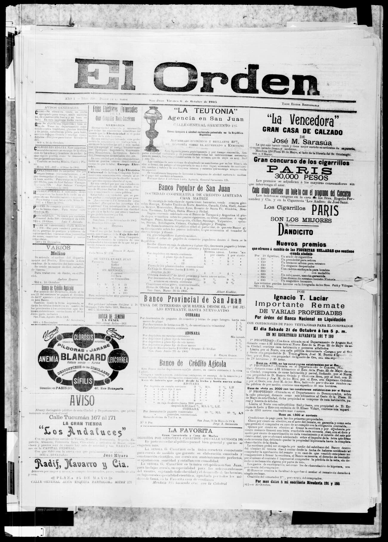 Portada · 6 de Octubre de 1905