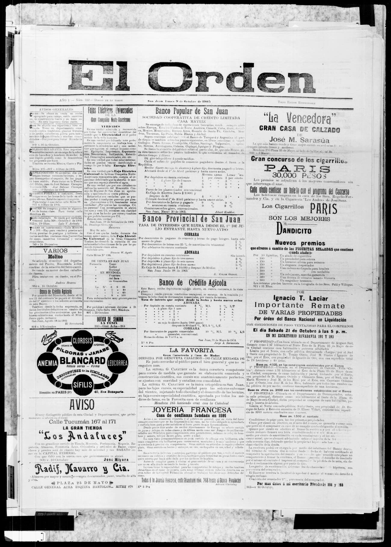 Portada · 9 de Octubre de 1905
