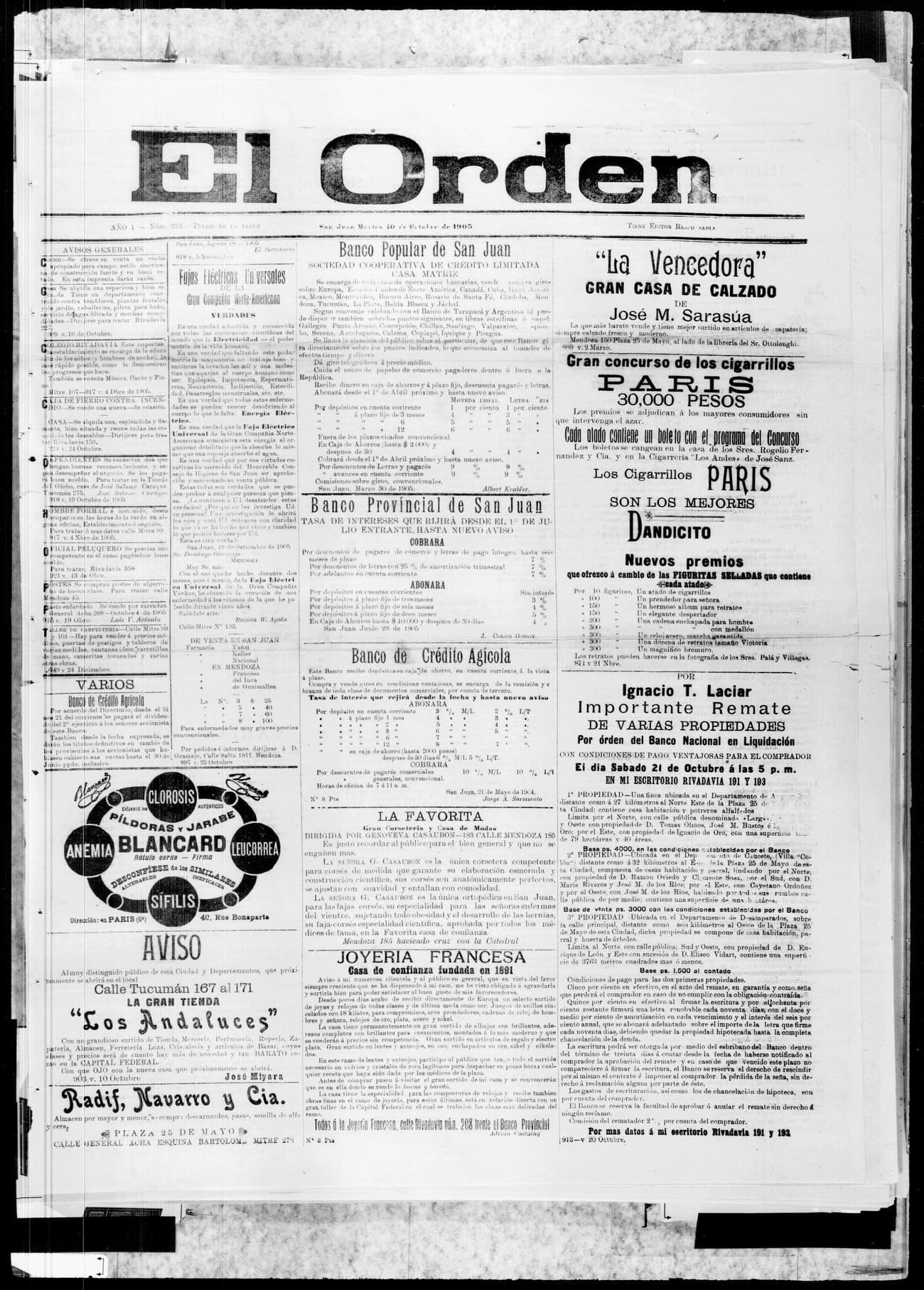 Portada · 10 de Octubre de 1905