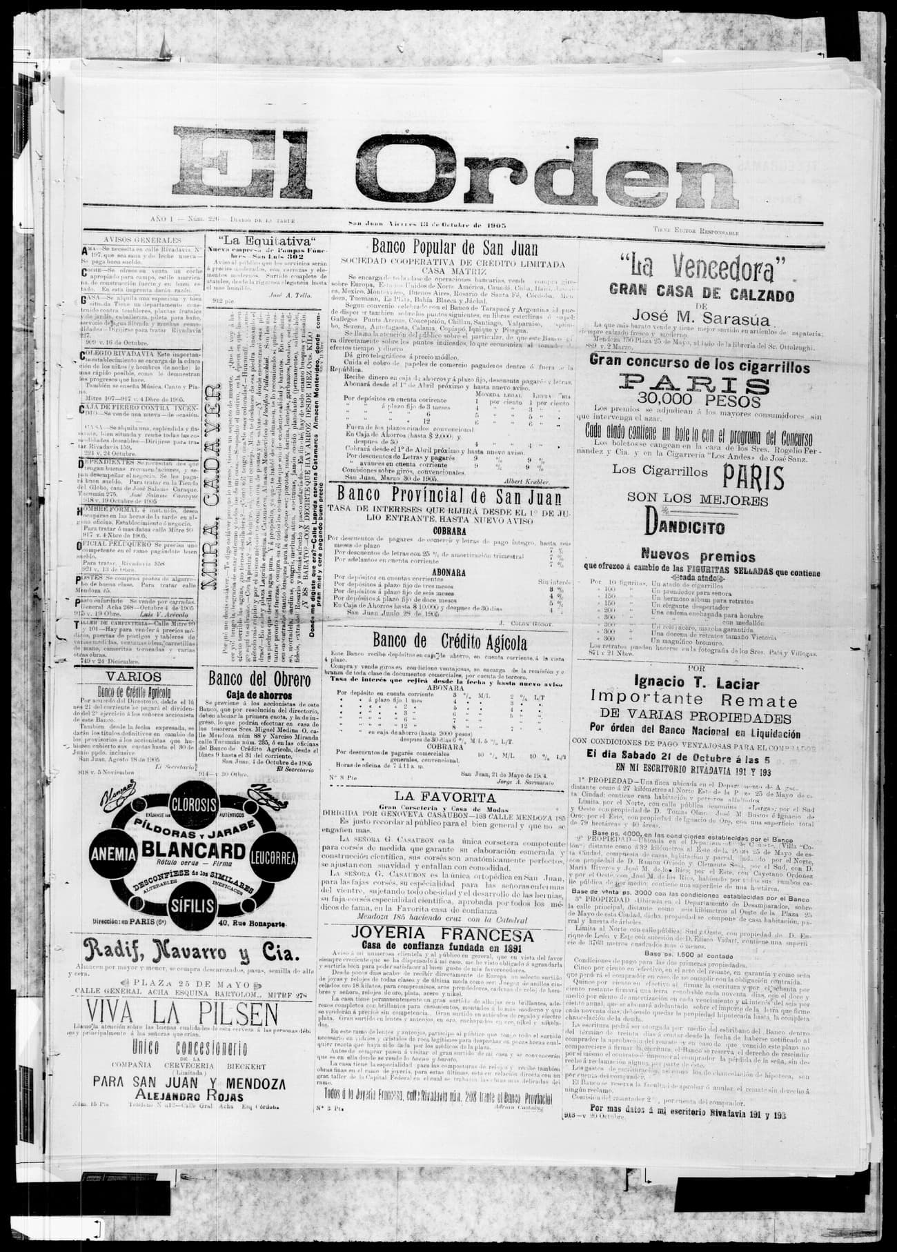 Portada · 13 de Octubre de 1905