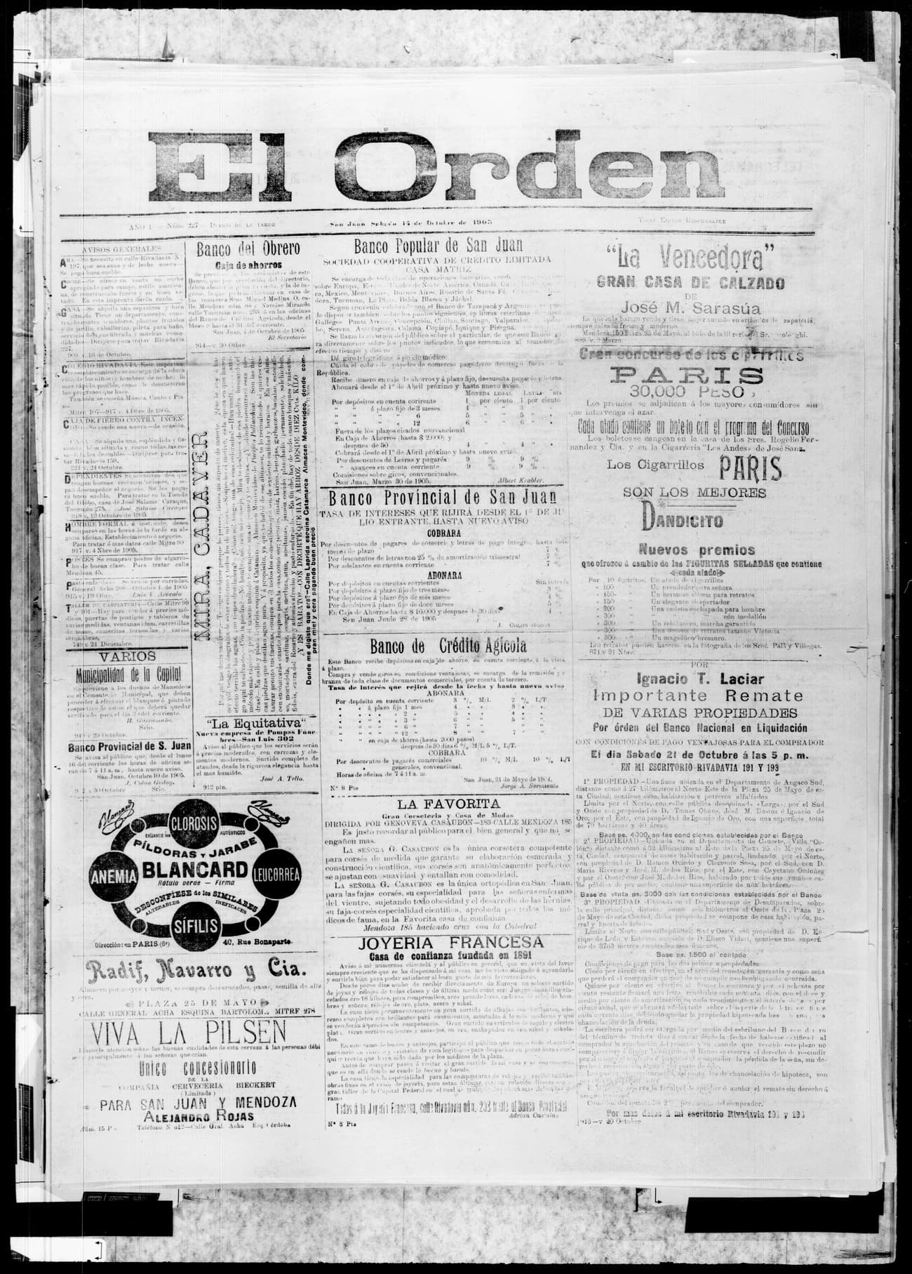 Portada · 14 de Octubre de 1905