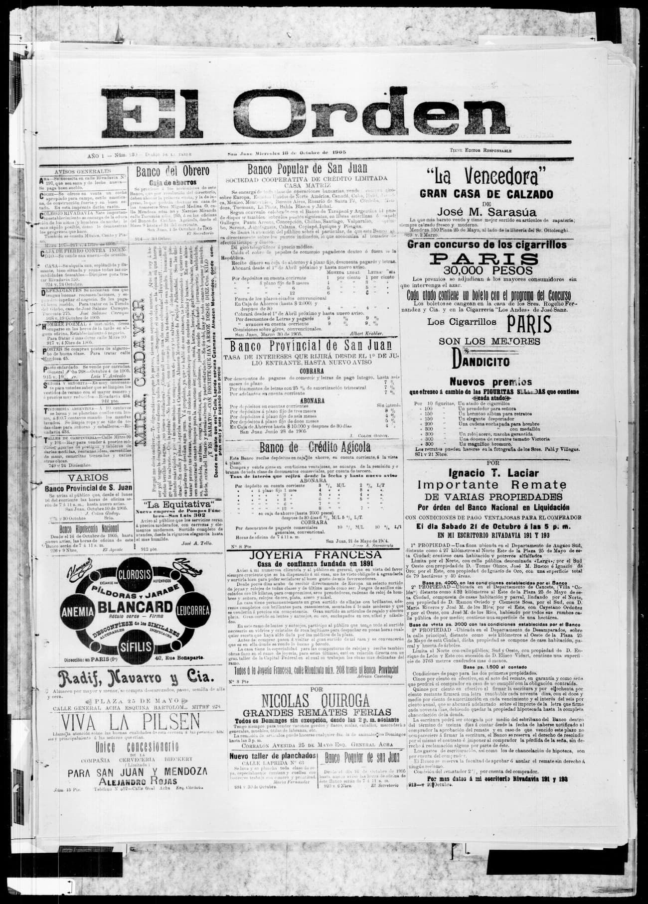 Portada · 18 de Octubre de 1905