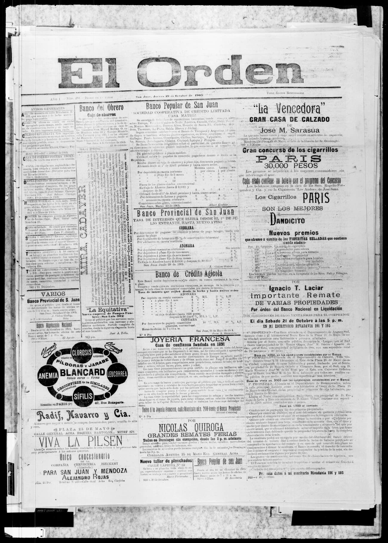 Portada · 19 de Octubre de 1905
