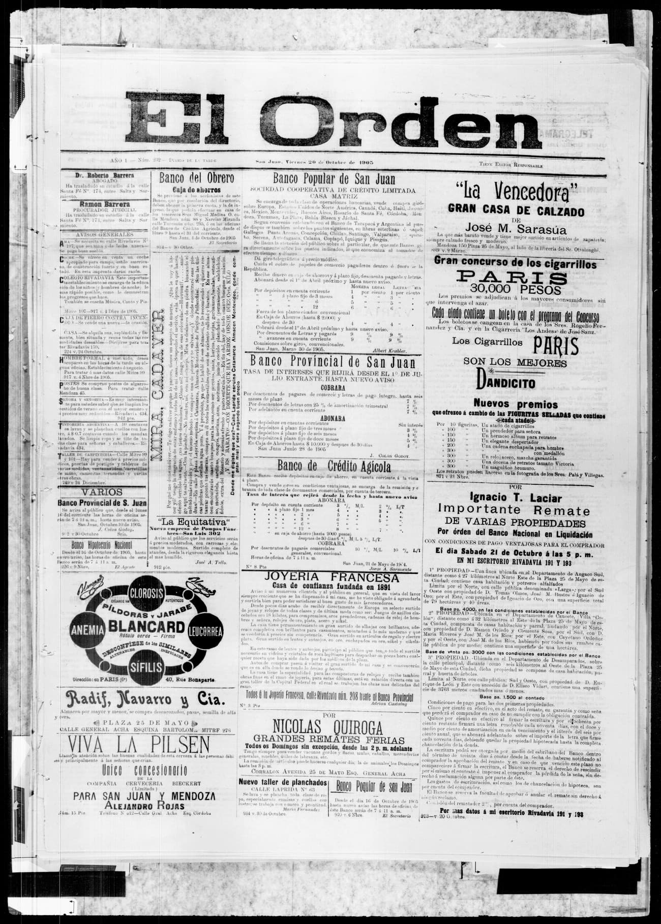 Portada · 20 de Octubre de 1905