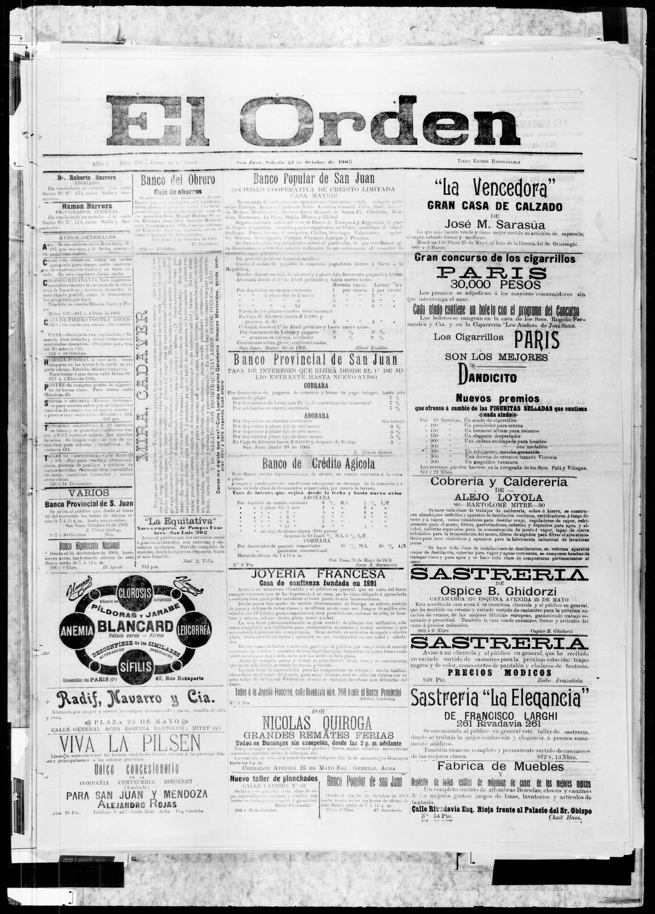 Portada · 21 de Octubre de 1905