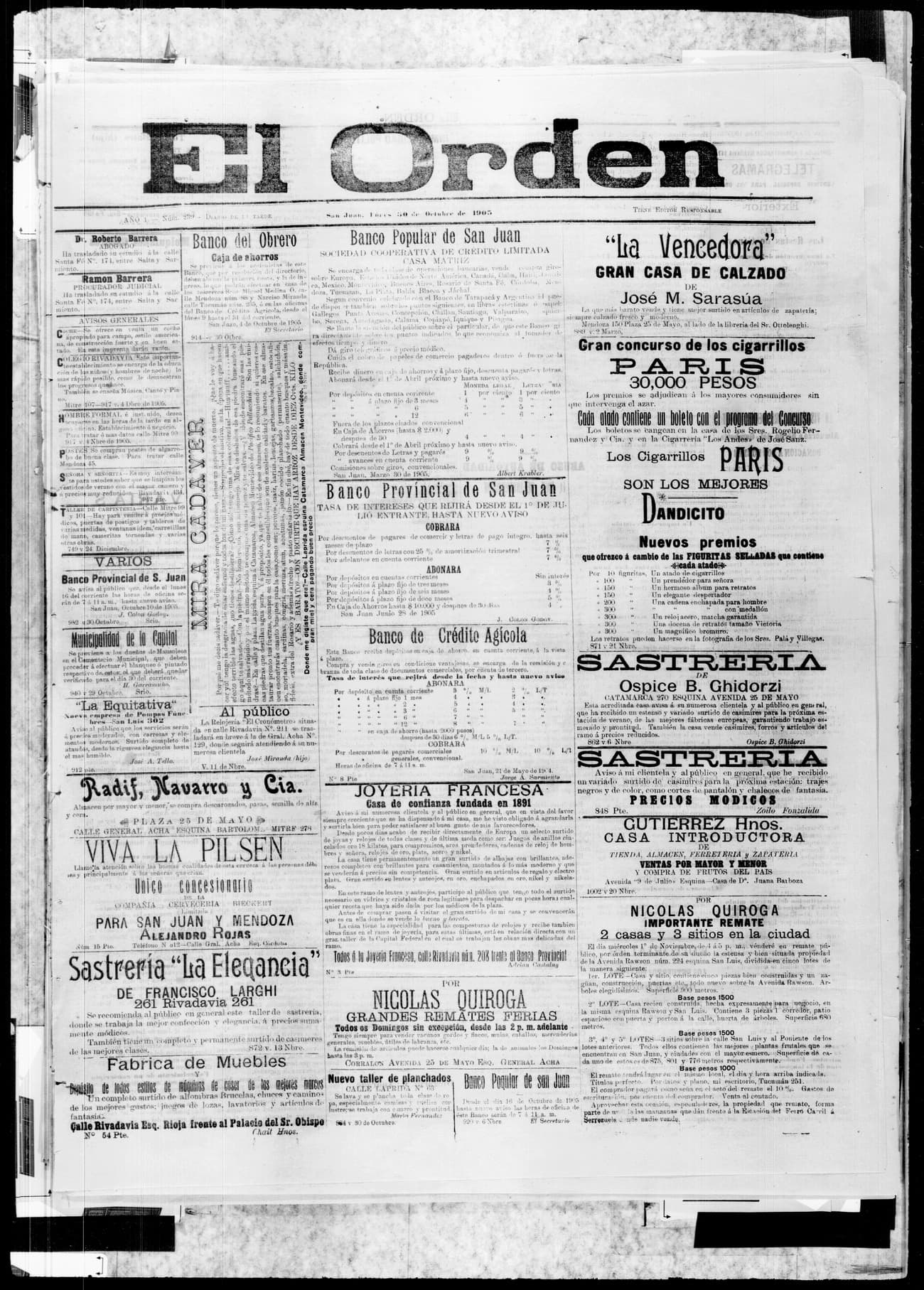 Portada · 30 de Octubre de 1905