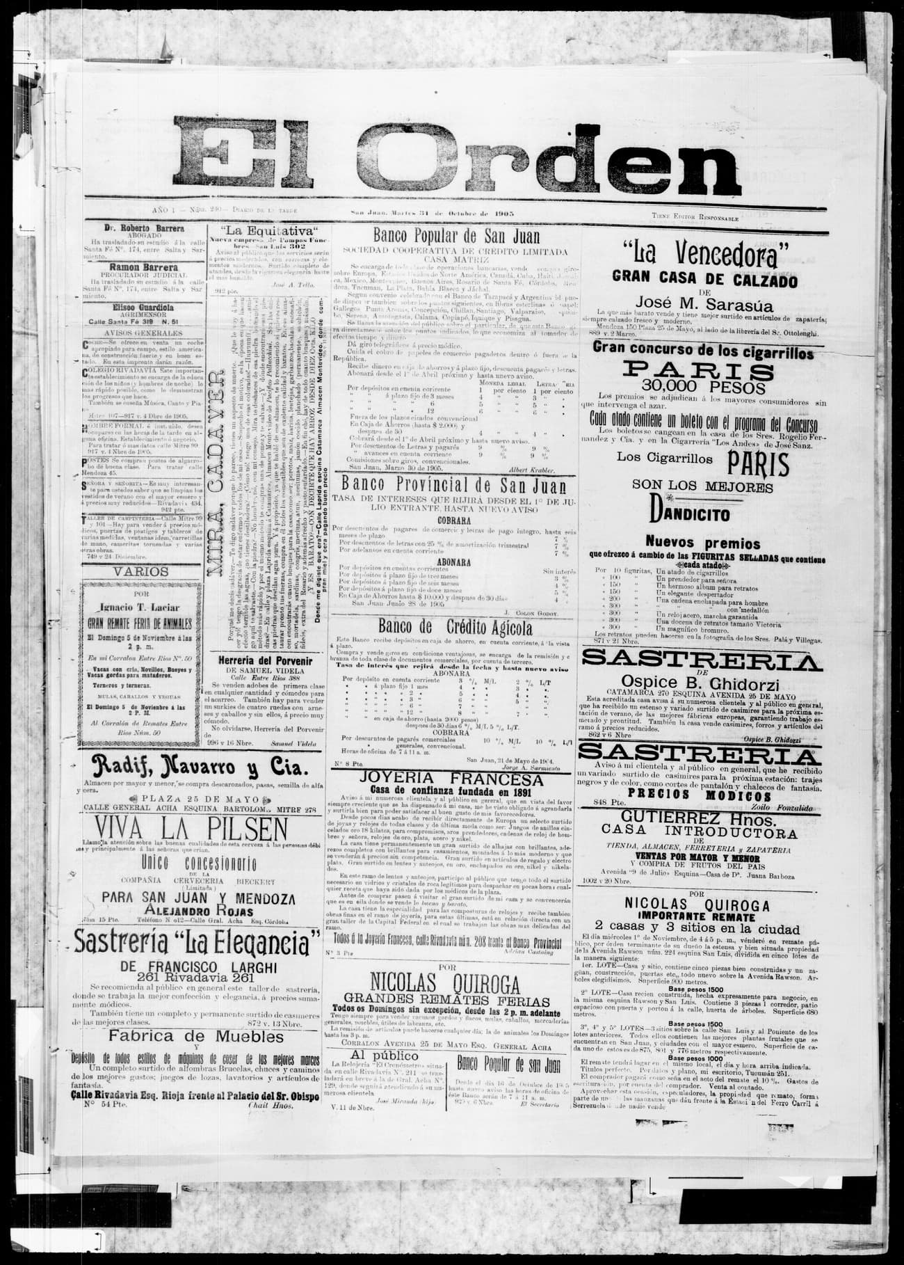 Portada · 31 de Octubre de 1905