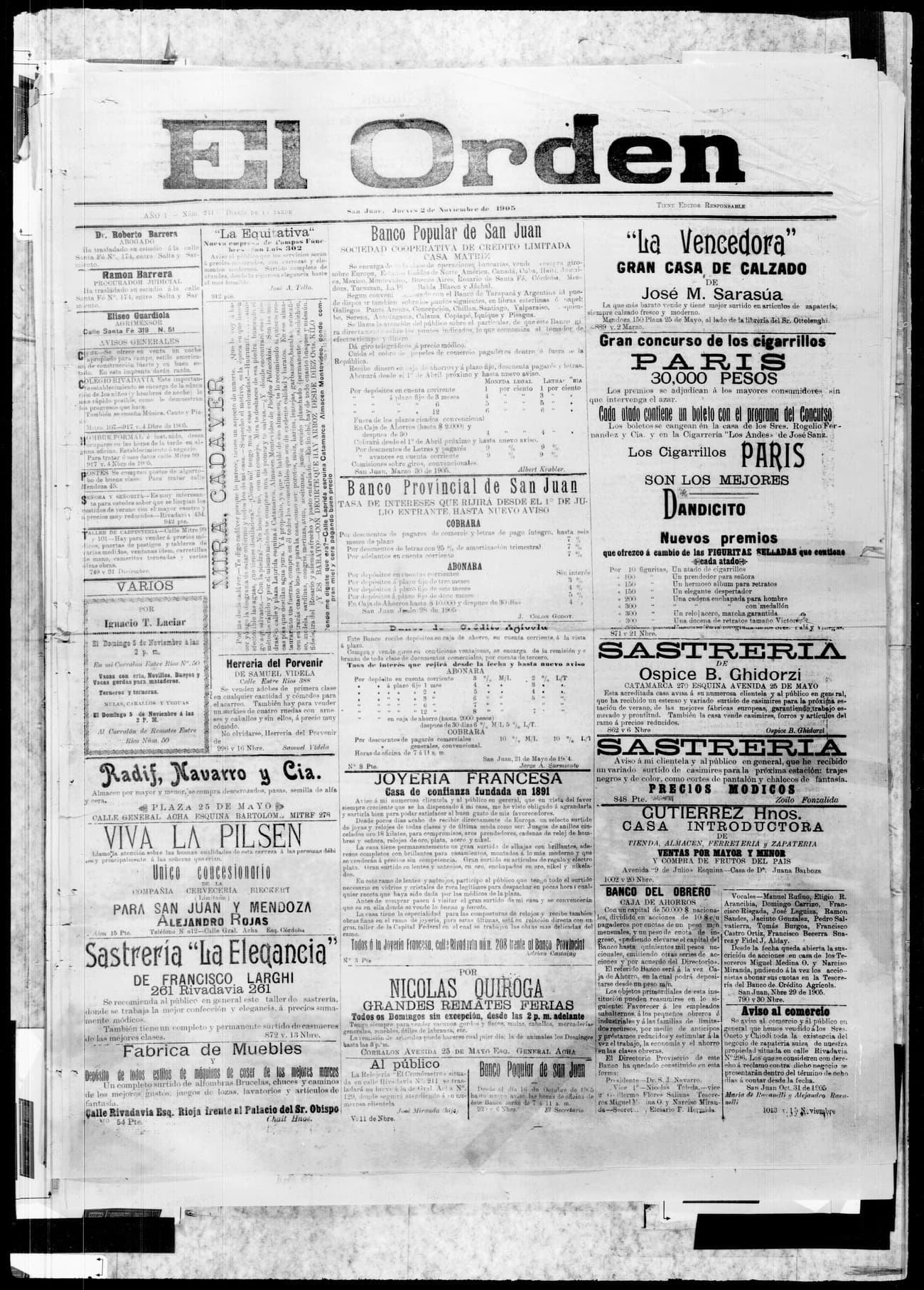 Portada · 2 de Noviembre de 1905
