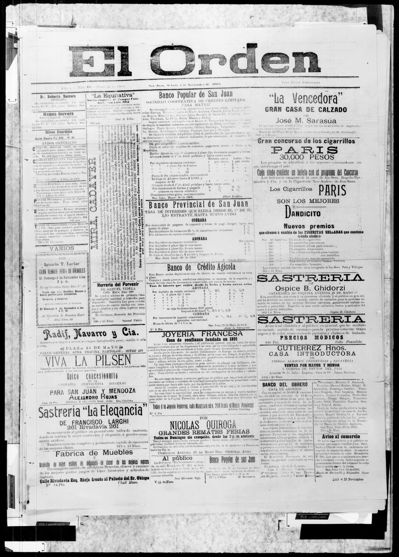 Portada · 4 de Noviembre de 1905