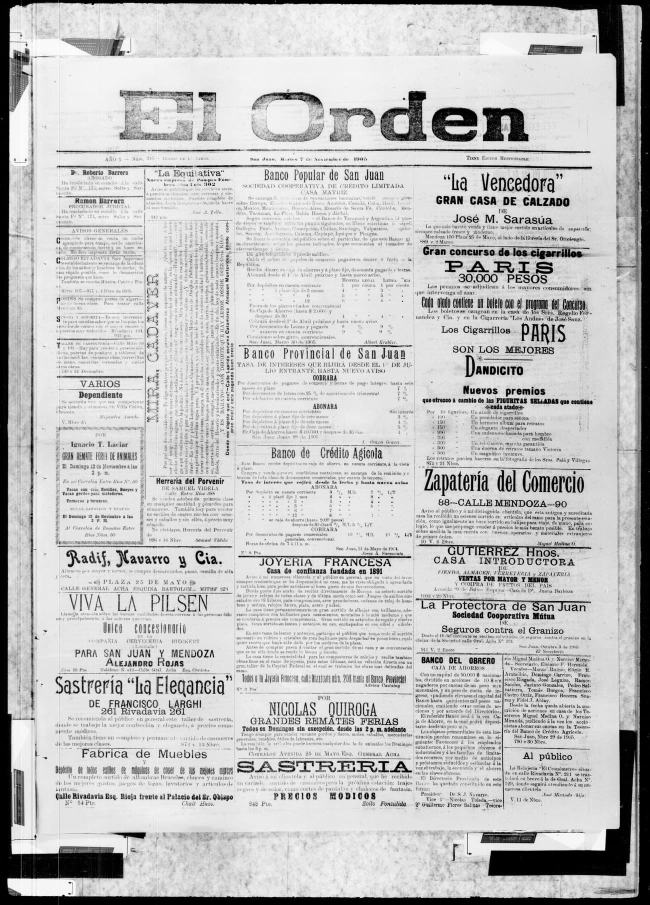 Portada · 7 de Noviembre de 1905