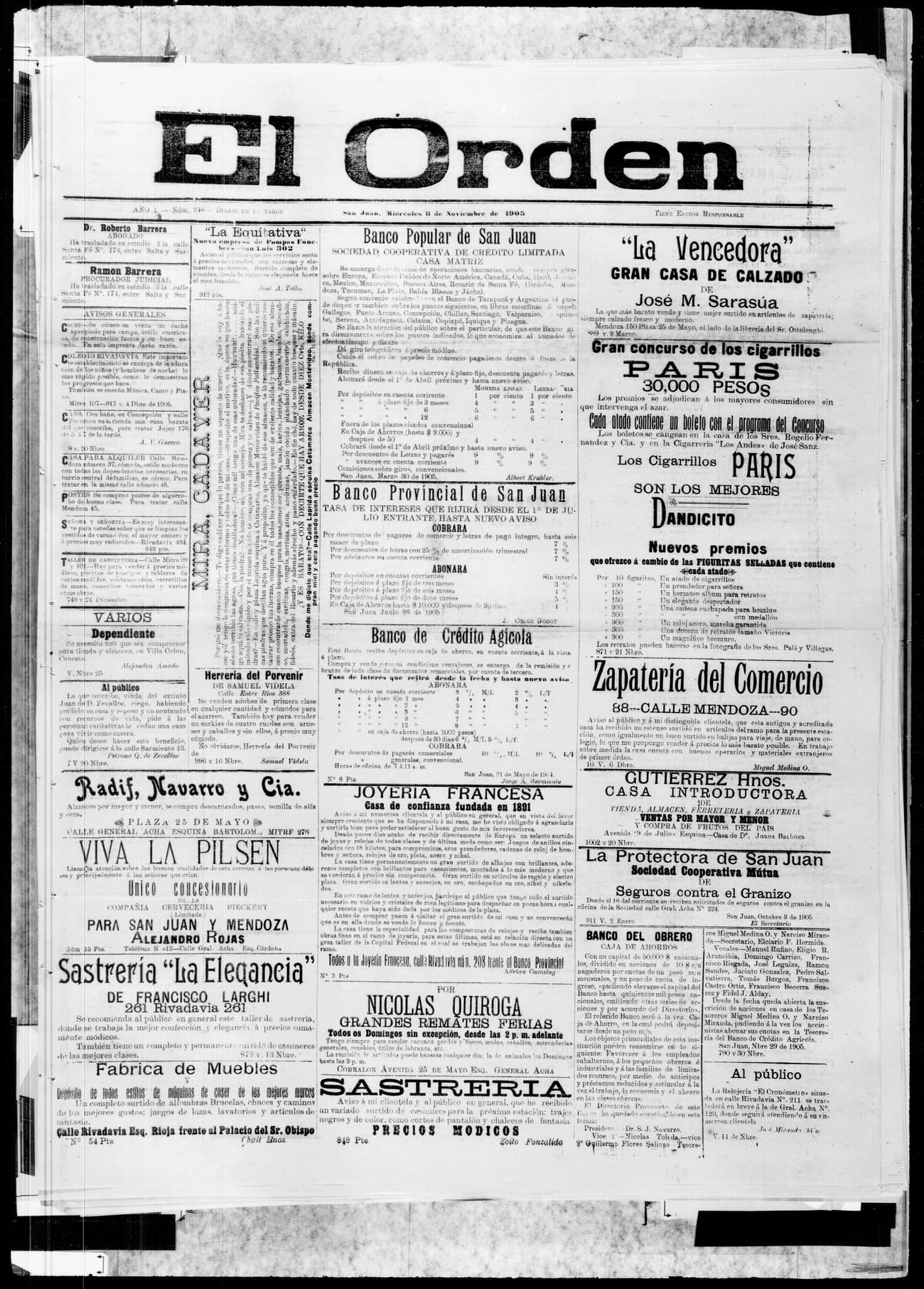 Portada · 8 de Noviembre de 1905