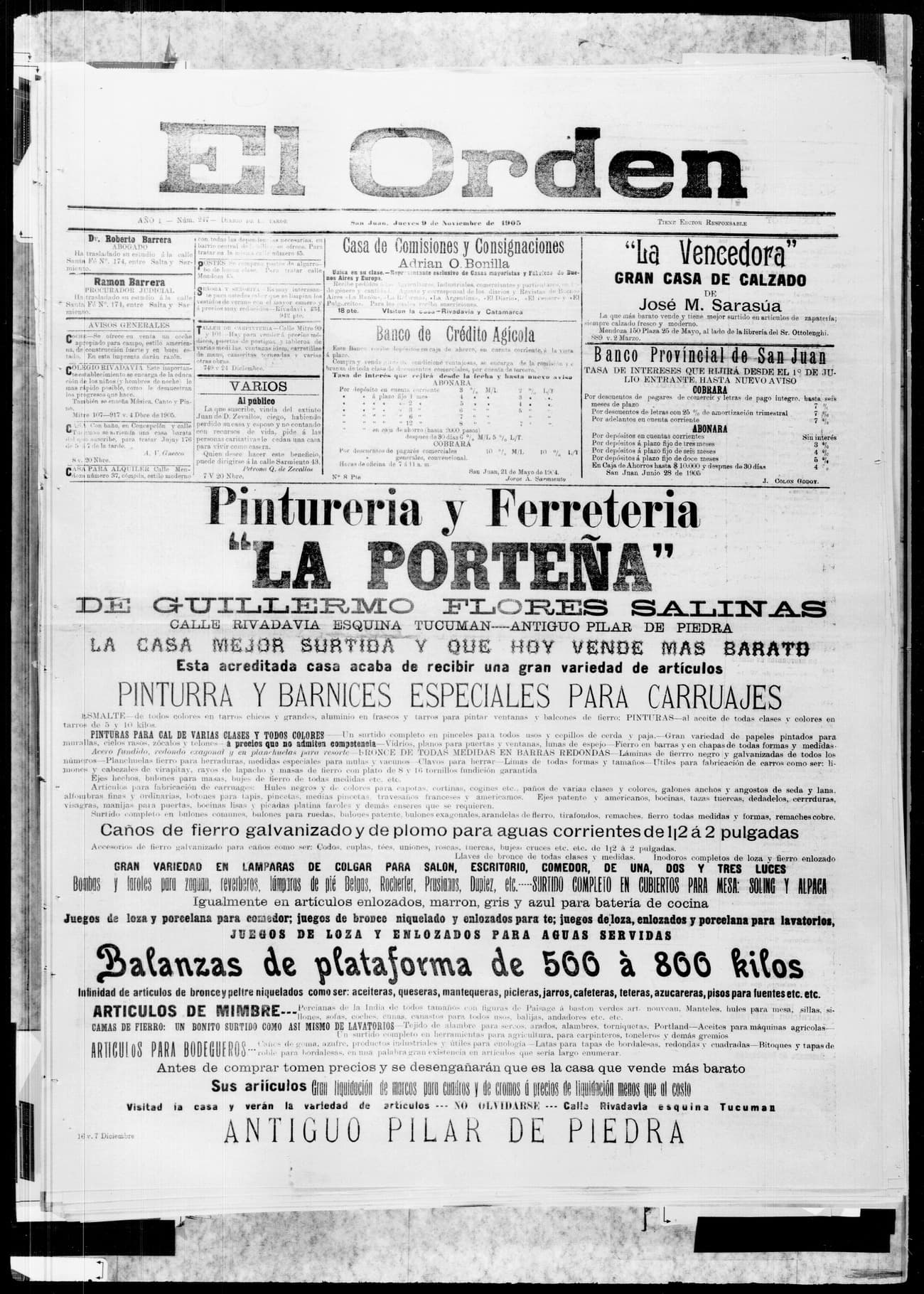 Portada · 9 de Noviembre de 1905