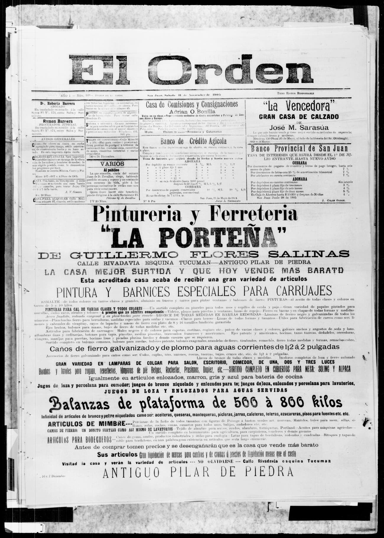 Portada · 11 de Noviembre de 1905