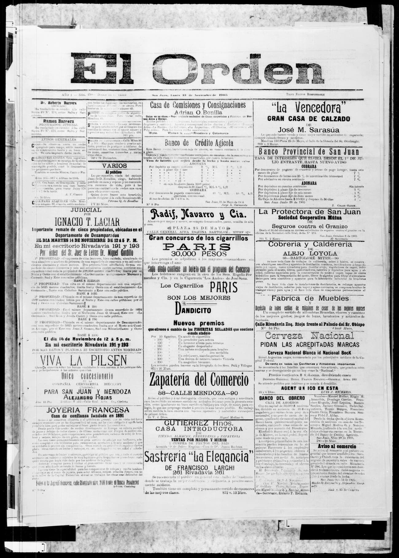 Portada · 13 de Noviembre de 1905