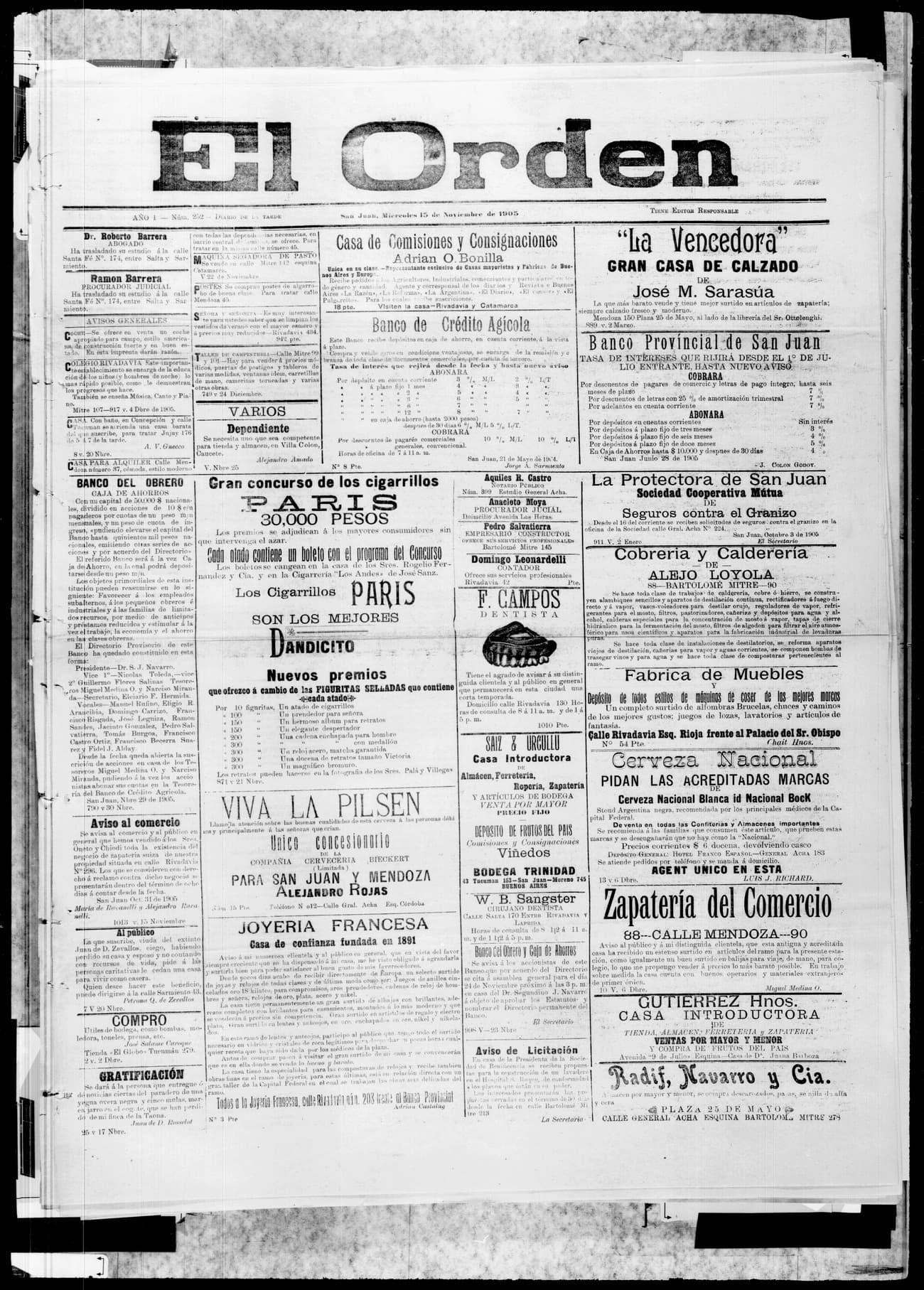 Portada · 15 de Noviembre de 1905