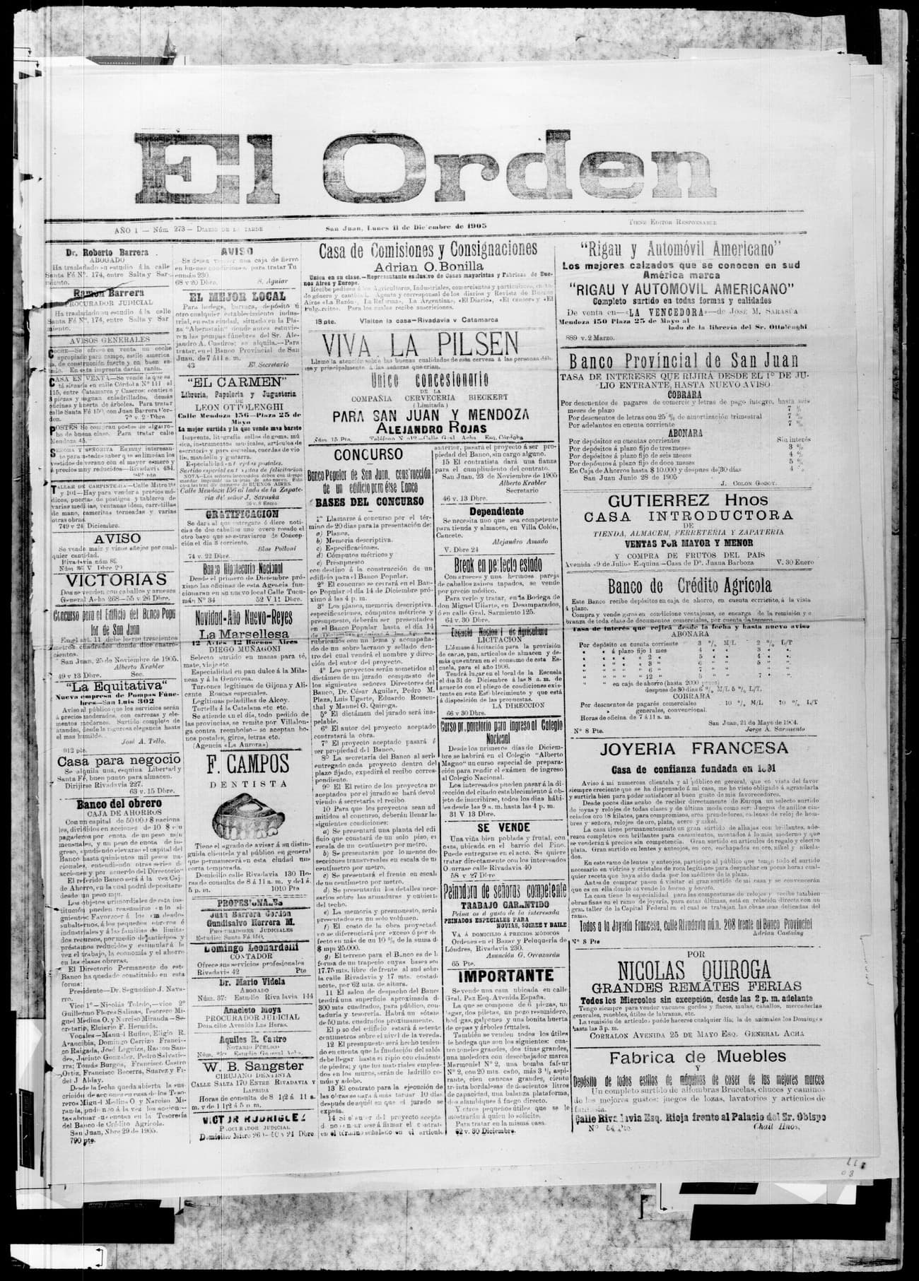 Portada · 11 de Diciembre de 1905