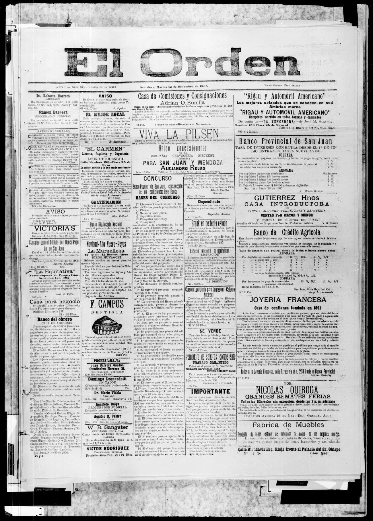 Portada · 12 de Diciembre de 1905