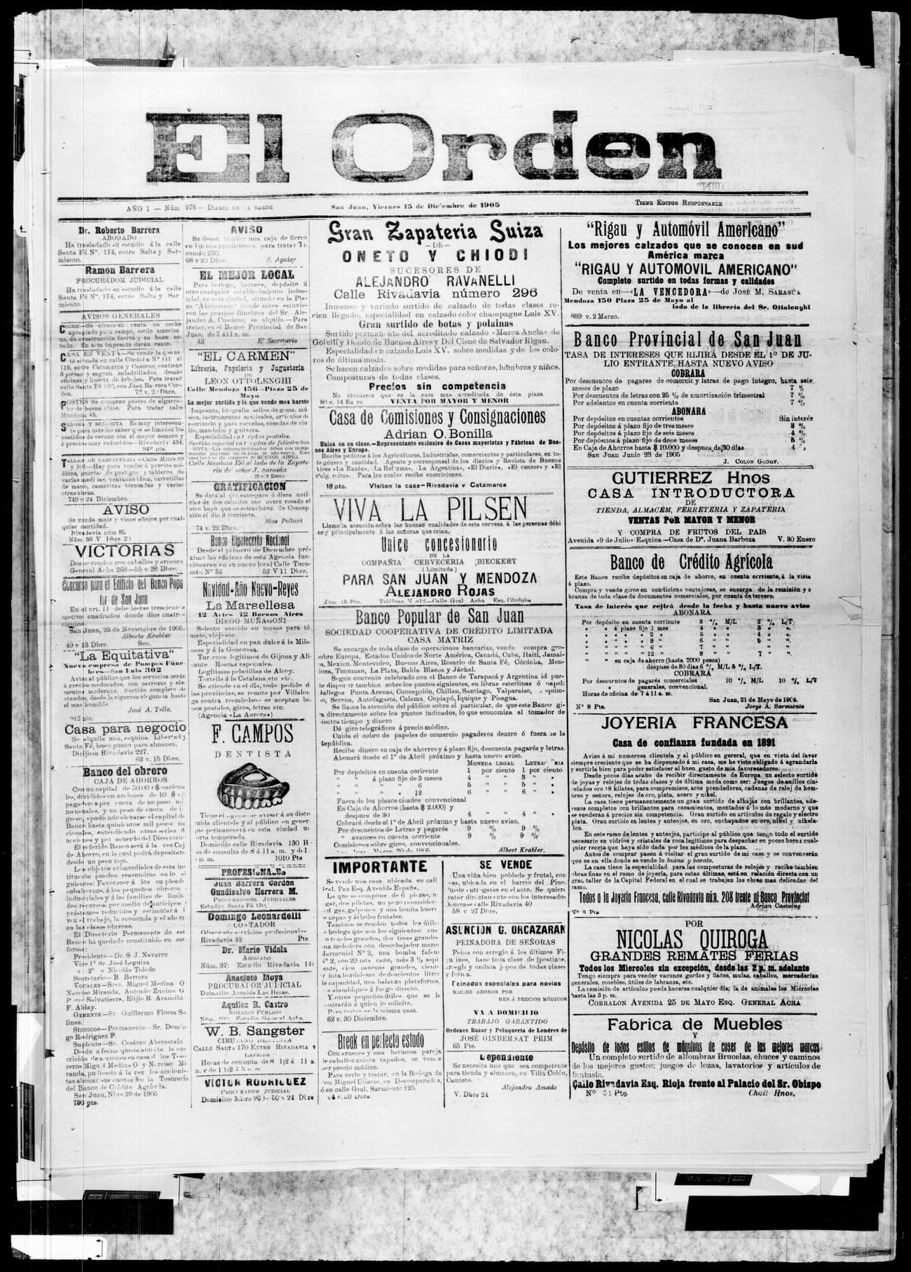 Portada · 15 de Diciembre de 1905
