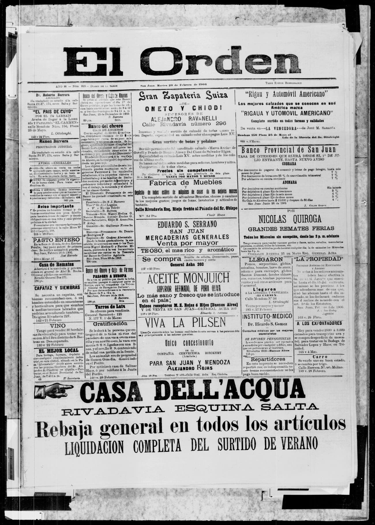 Portada · 20 de Febrero de 1906