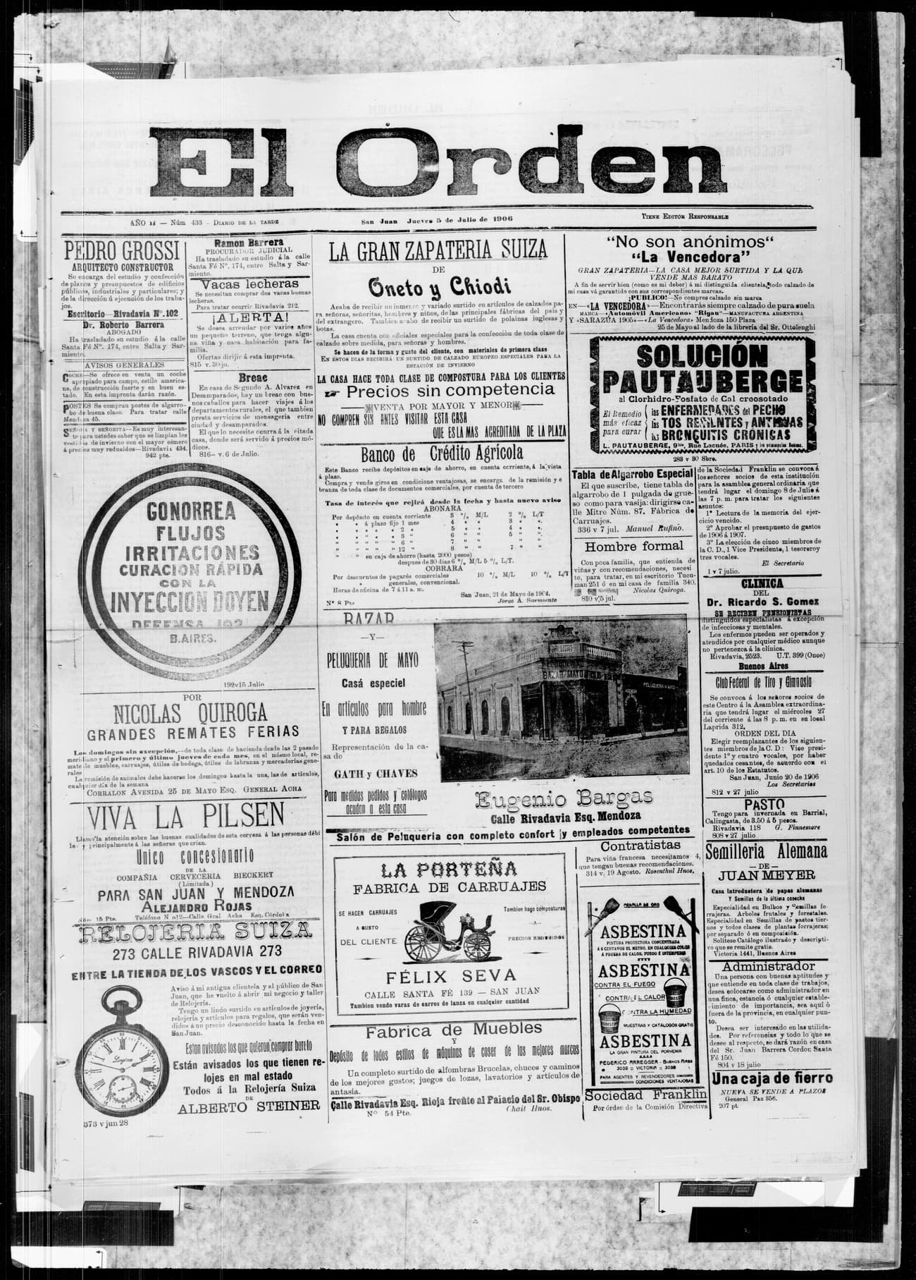 Portada · 5 de Julio de 1906