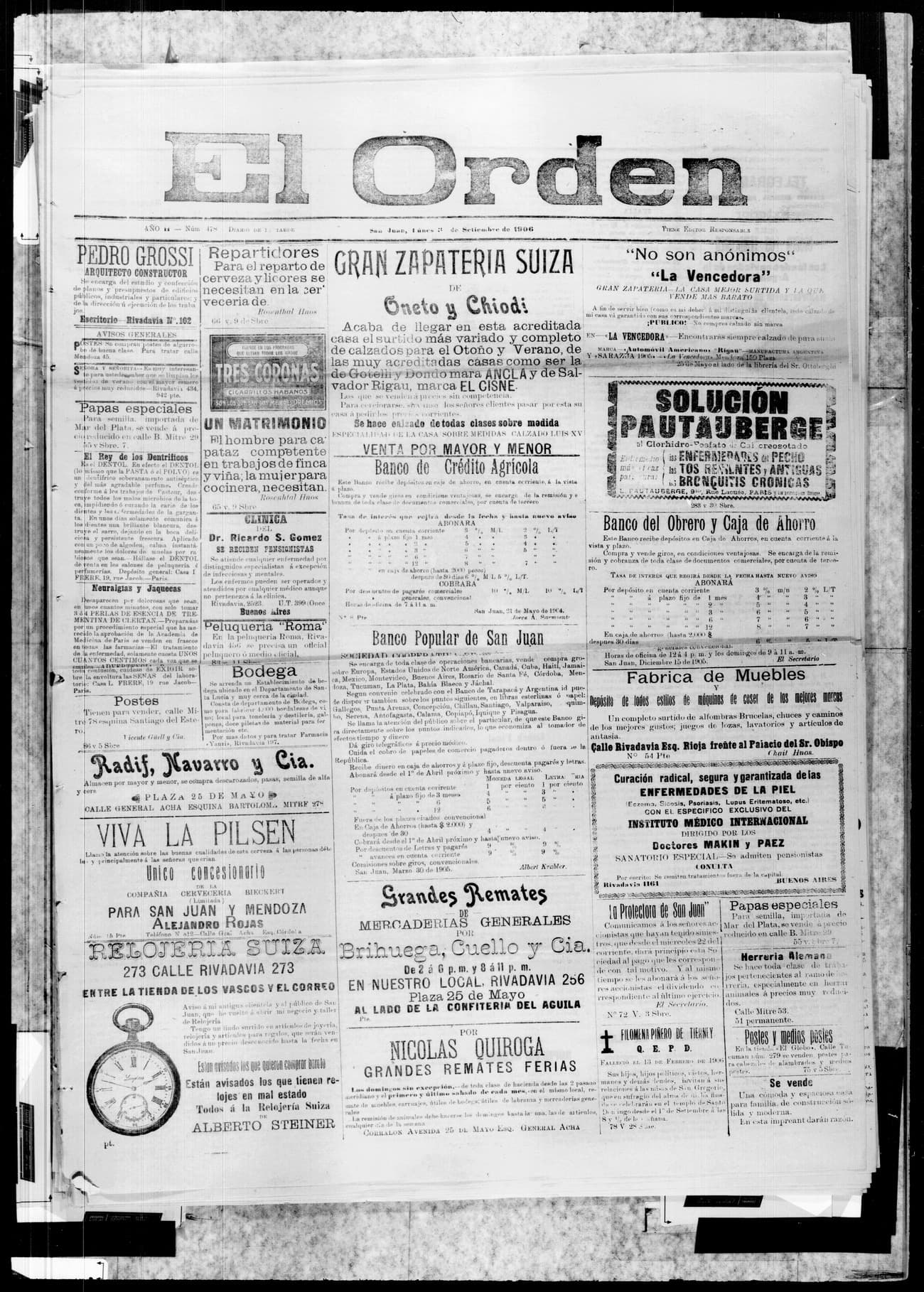 Portada · 3 de Septiembre de 1906