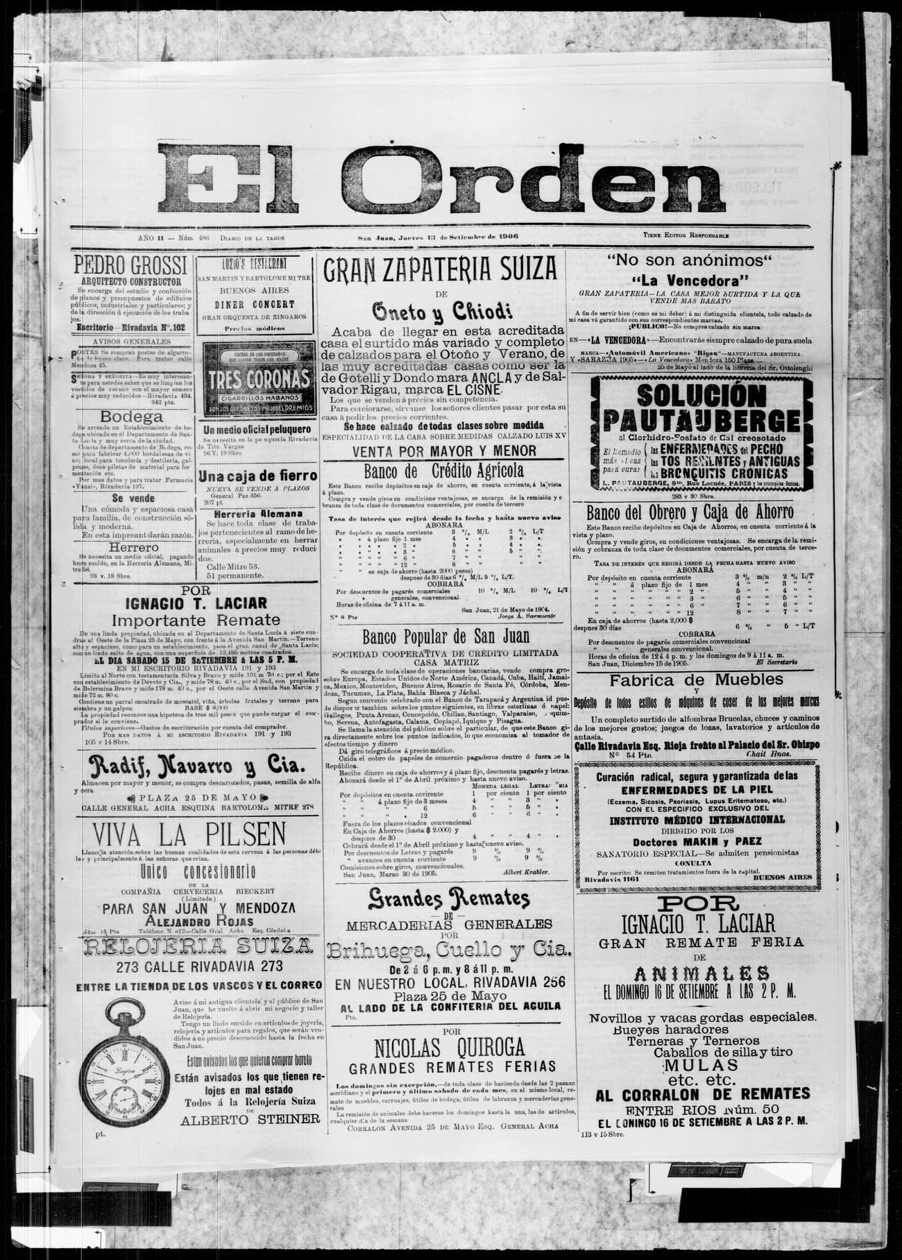Portada · 13 de Septiembre de 1906