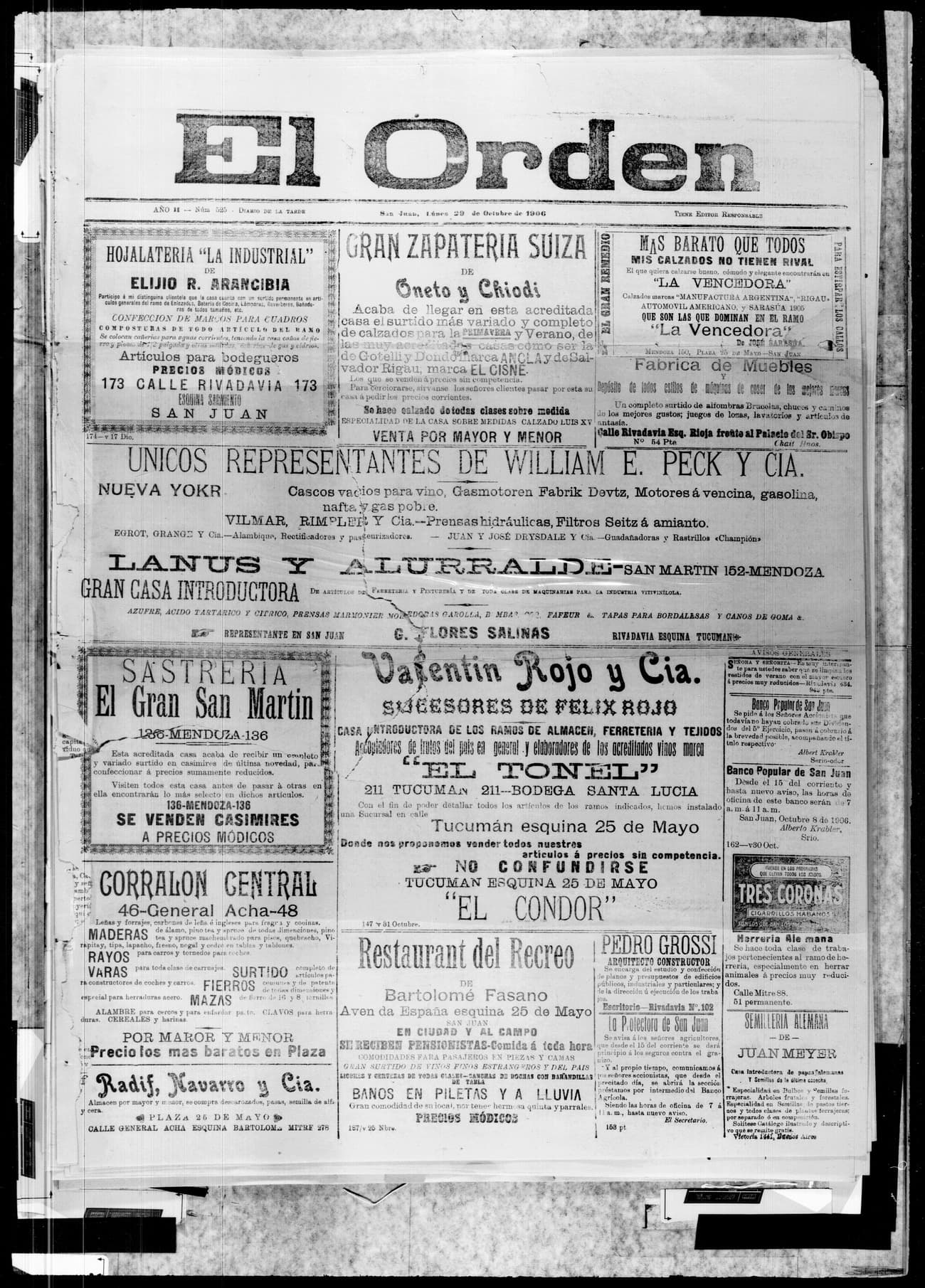 Portada · 29 de Octubre de 1906