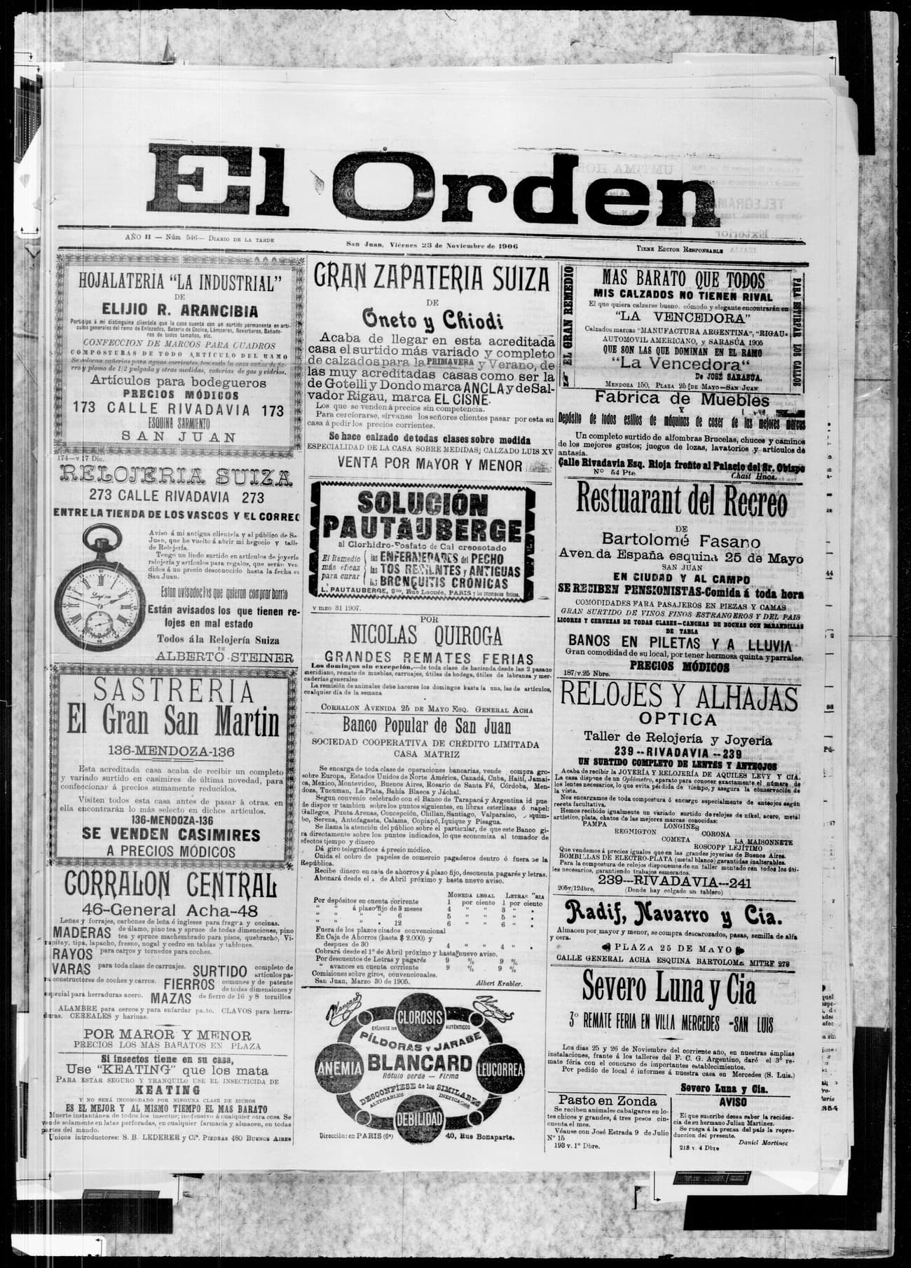 Portada · 23 de Noviembre de 1906