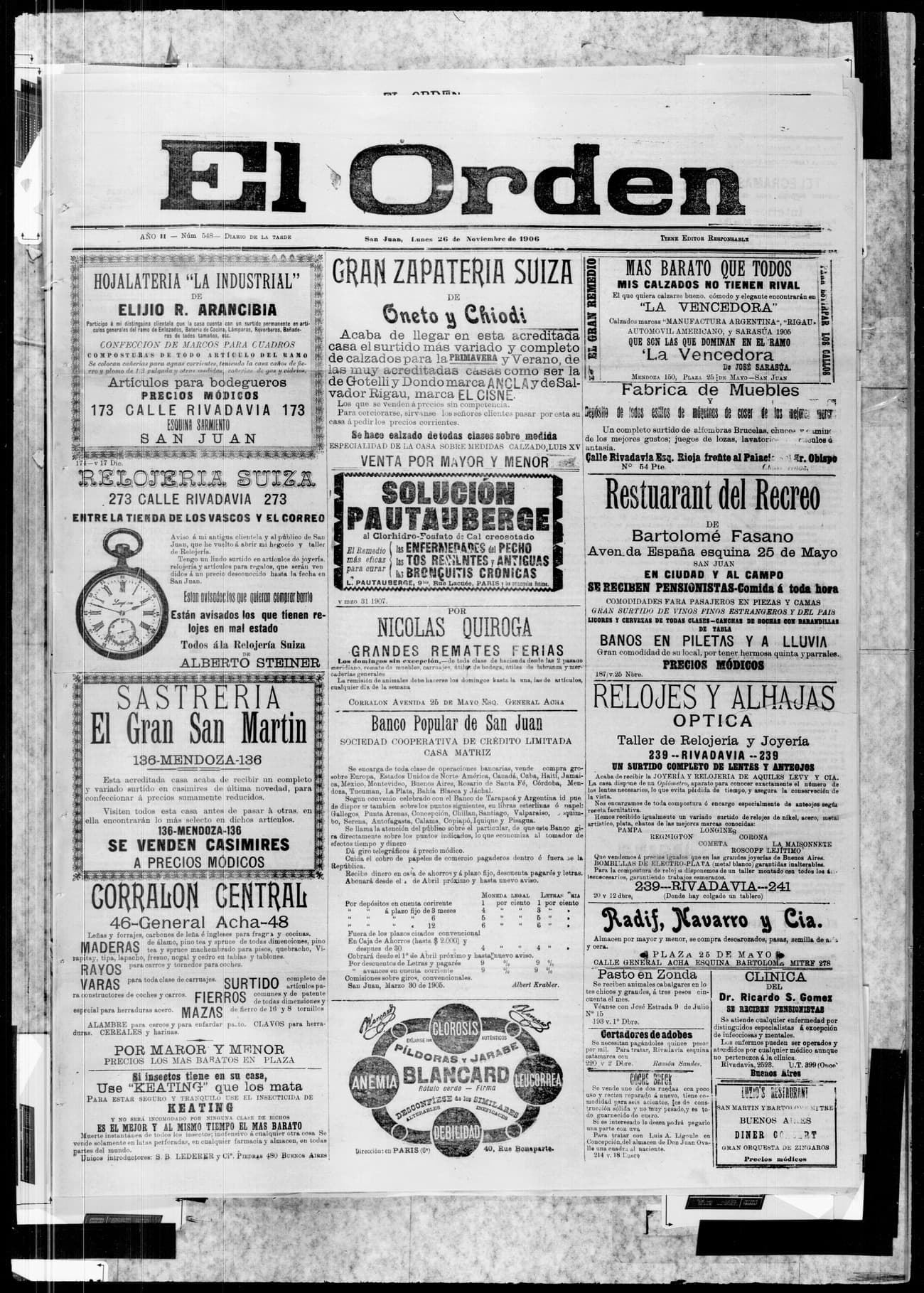 Portada · 26 de Noviembre de 1906