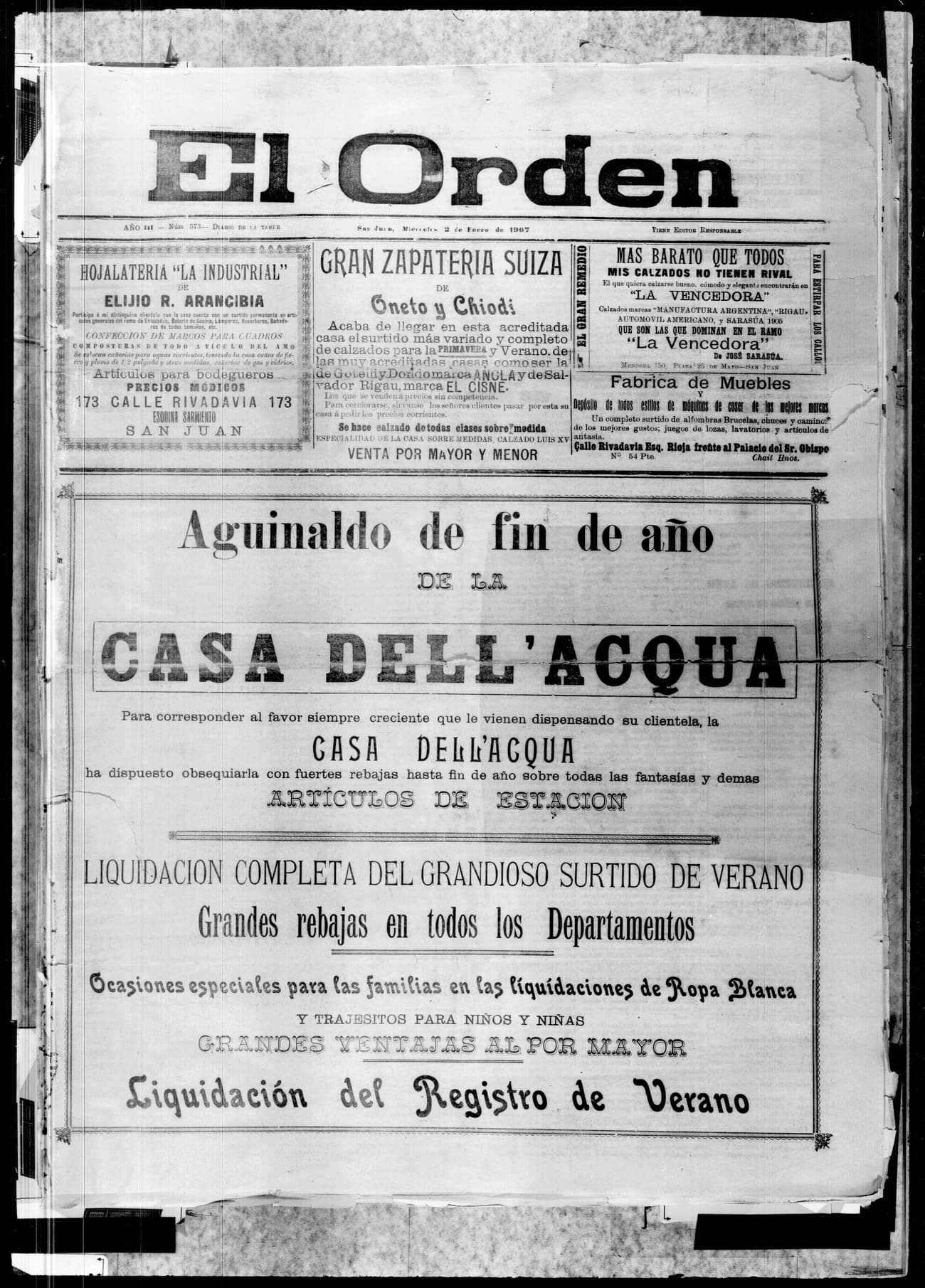 Portada · 2 de Enero de 1907