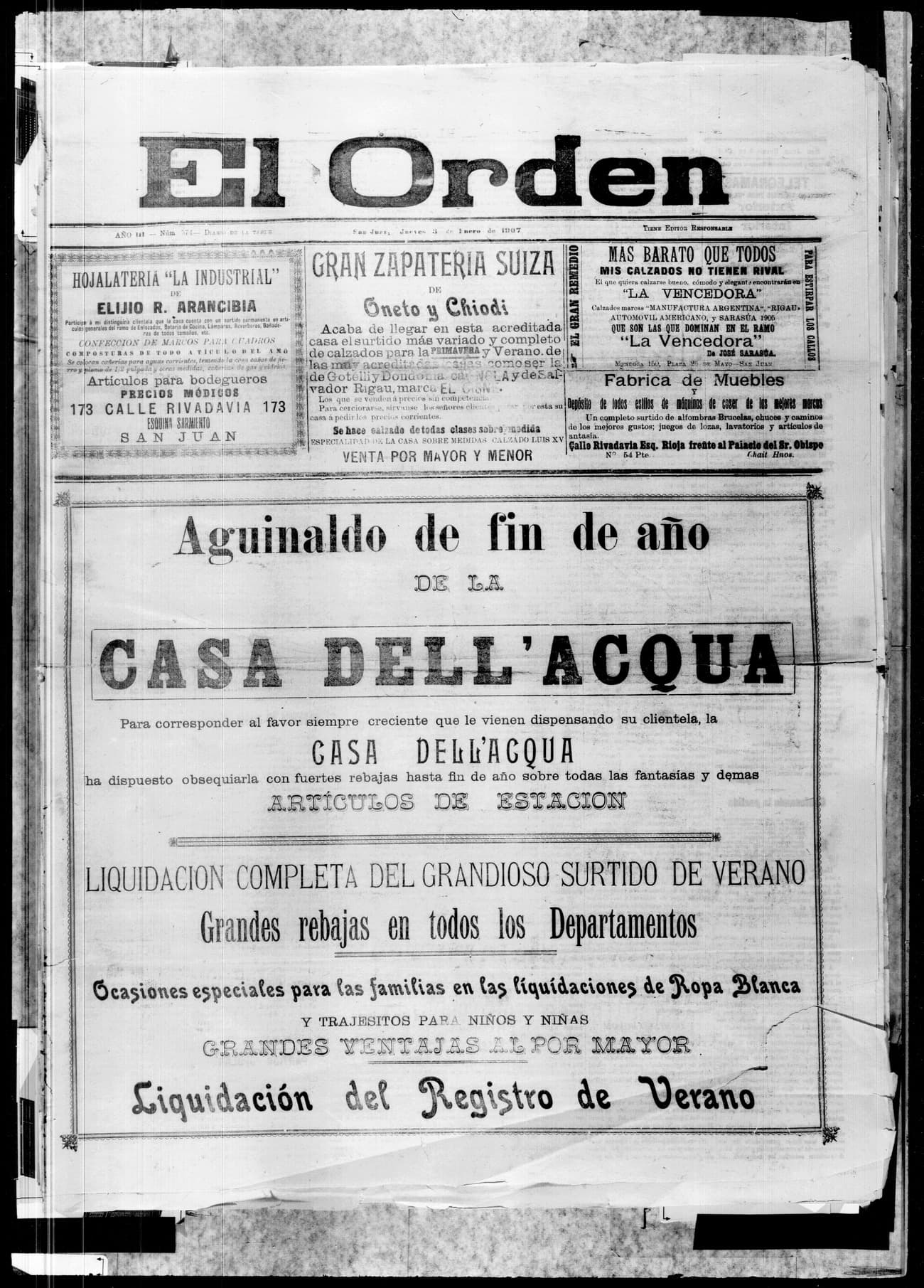 Portada · 3 de Enero de 1907