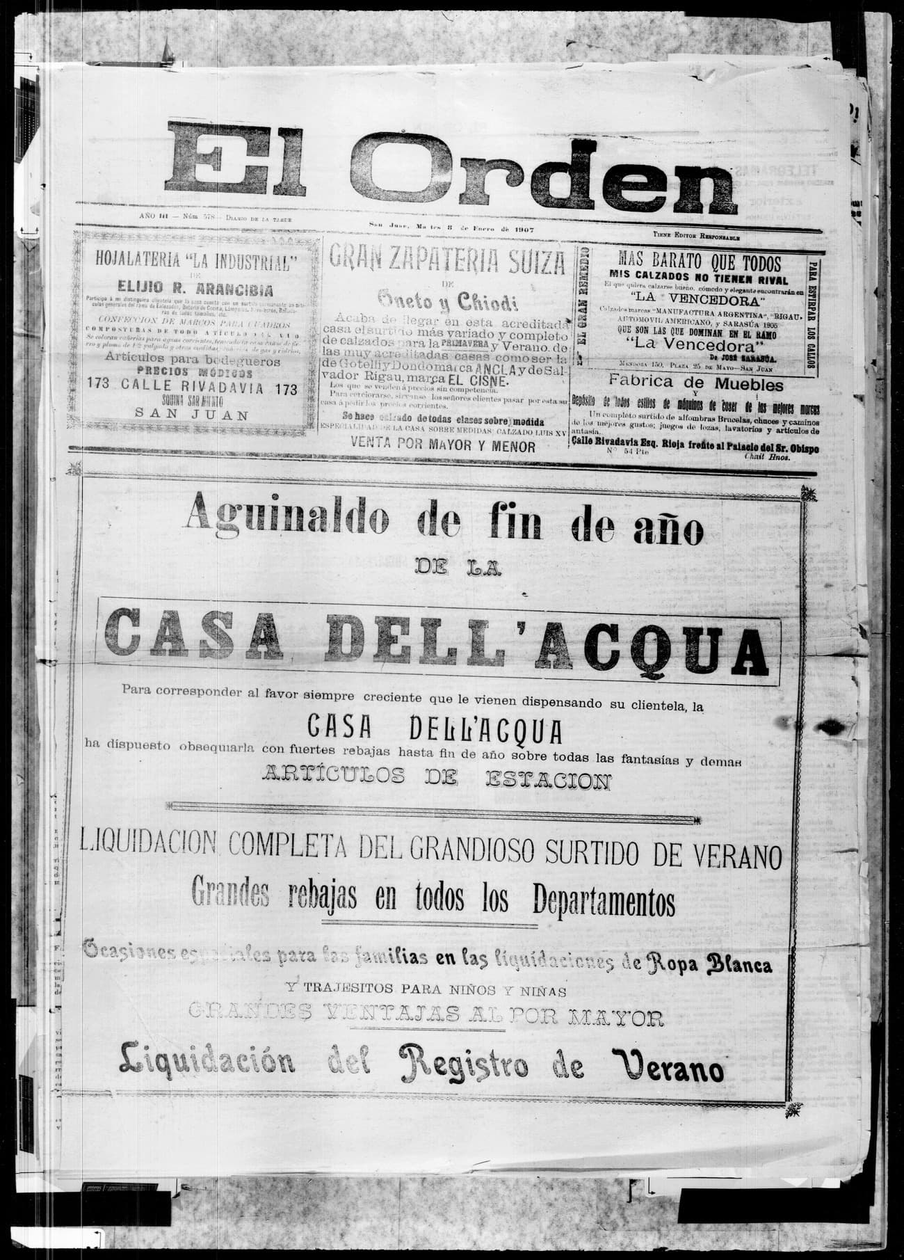 Portada · 8 de Enero de 1907