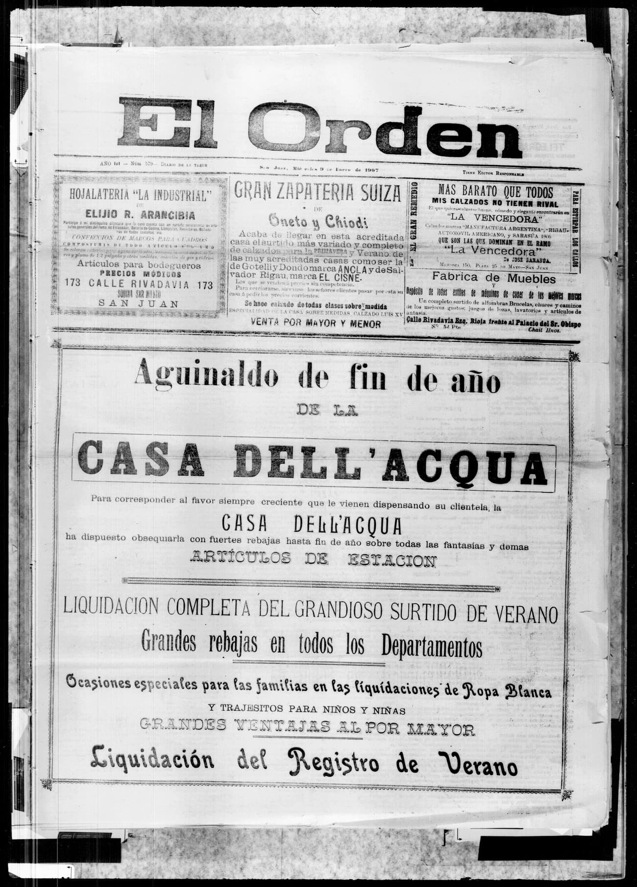 Portada · 9 de Enero de 1907